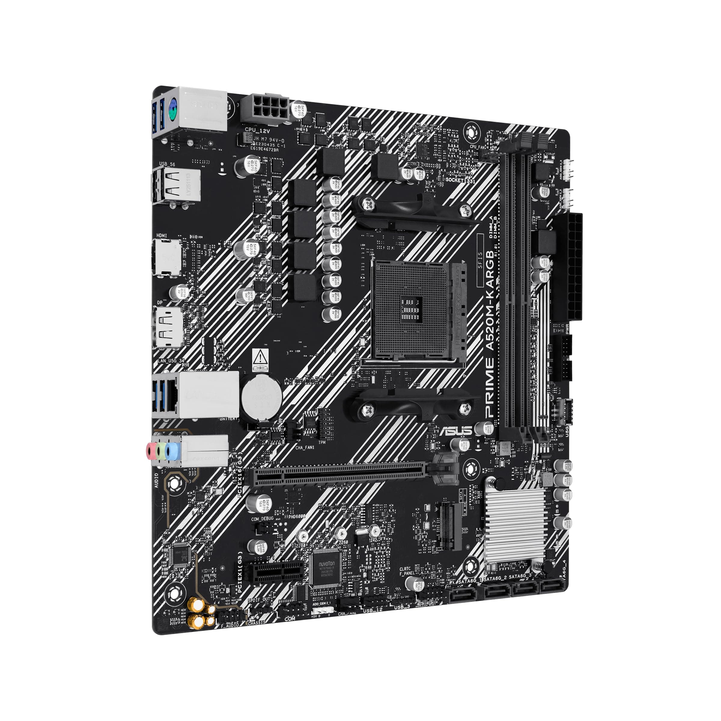 ASUS Prime A520M-K ARGB AMD A520 mATX-Mainboard (DDR4, M.2-Steckplatz, Realtek 1-Gb-Ethernet, DisplayPort, HDMI, USB 5 Gbit/s Typ A & USB 5 Gbit/s Typ C, SATA 6 Gbit/s, Aura Sync) Bild 5