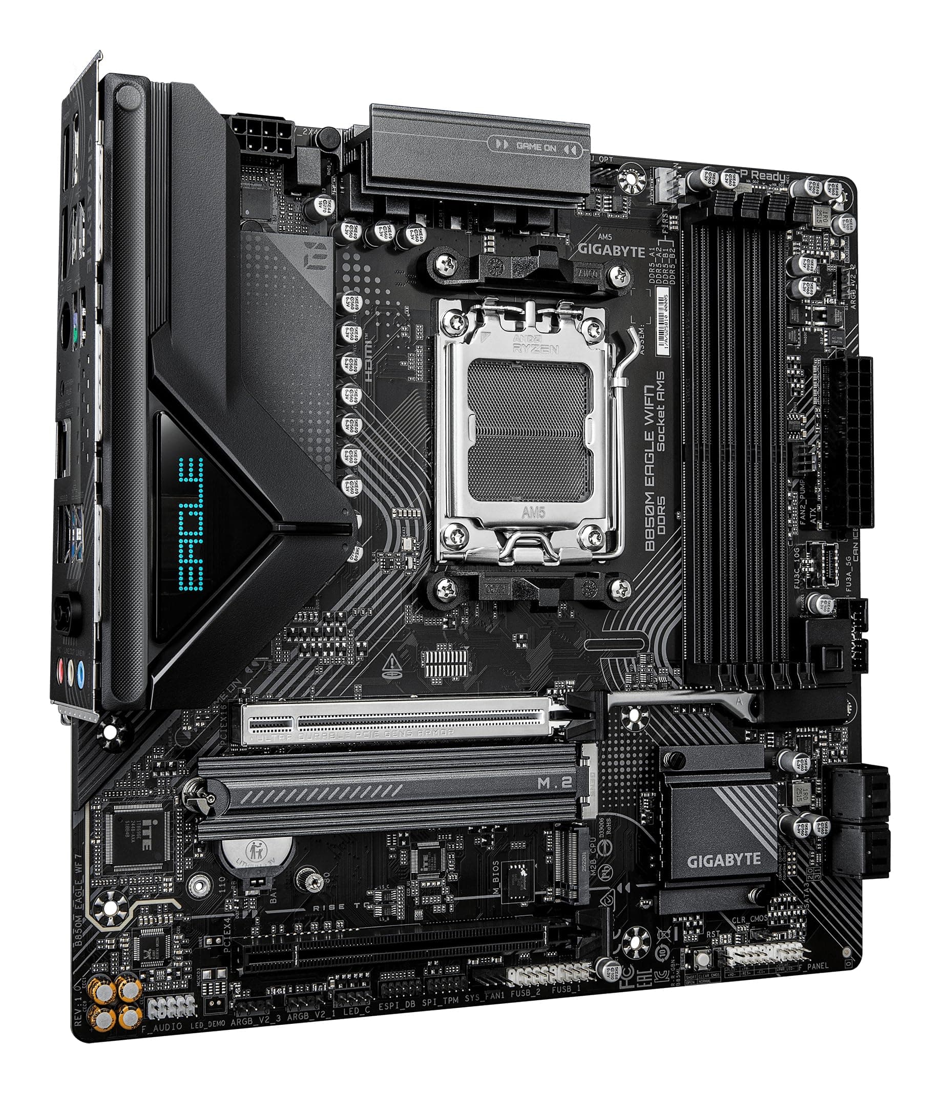 GIGABYTE B850M Eagle WIFI7 Mainboard – AMD Ryzen 9000 Series CPUs, digitales 8+2+2-Phasen-VRM, bis zu 8200 MHz DDR5 (O.C.), 1× PCIe-5.0-M.2 + 1× PCIe-4.0-M.2, Wi-Fi 7, 2.5-GbE-LAN, USB 3.2 Gen 2 Bild 5