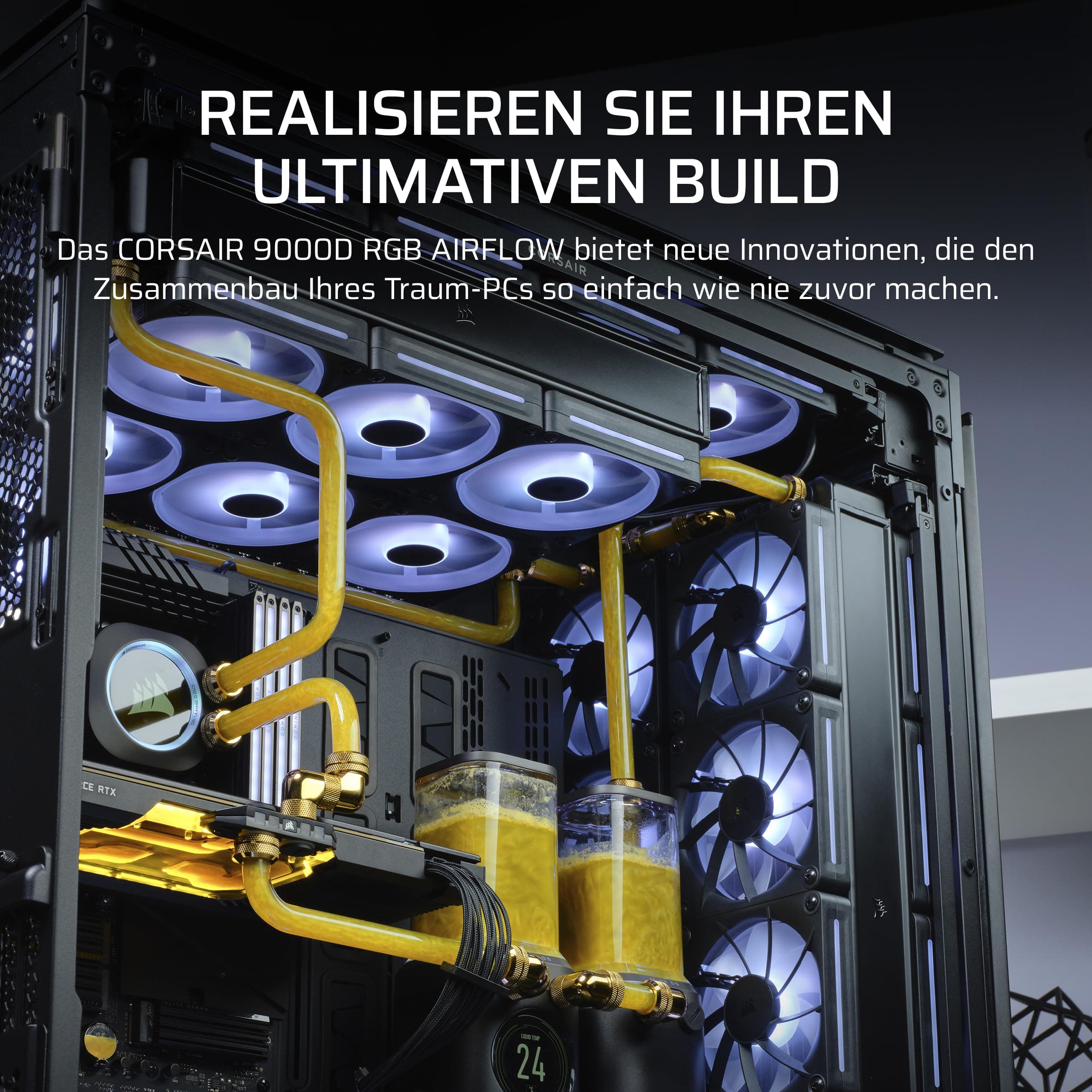 Corsair 9000D RGB Airflow Super Full-Tower-PC-Gehäuse – Geräumige Innenraum – InfiniRail™-Lüfterhalterungssystem – Keine Ventilatoren Inbegriffen – iCUE LINK-System-Hub Inbegriffen – Schwarz Bild 5