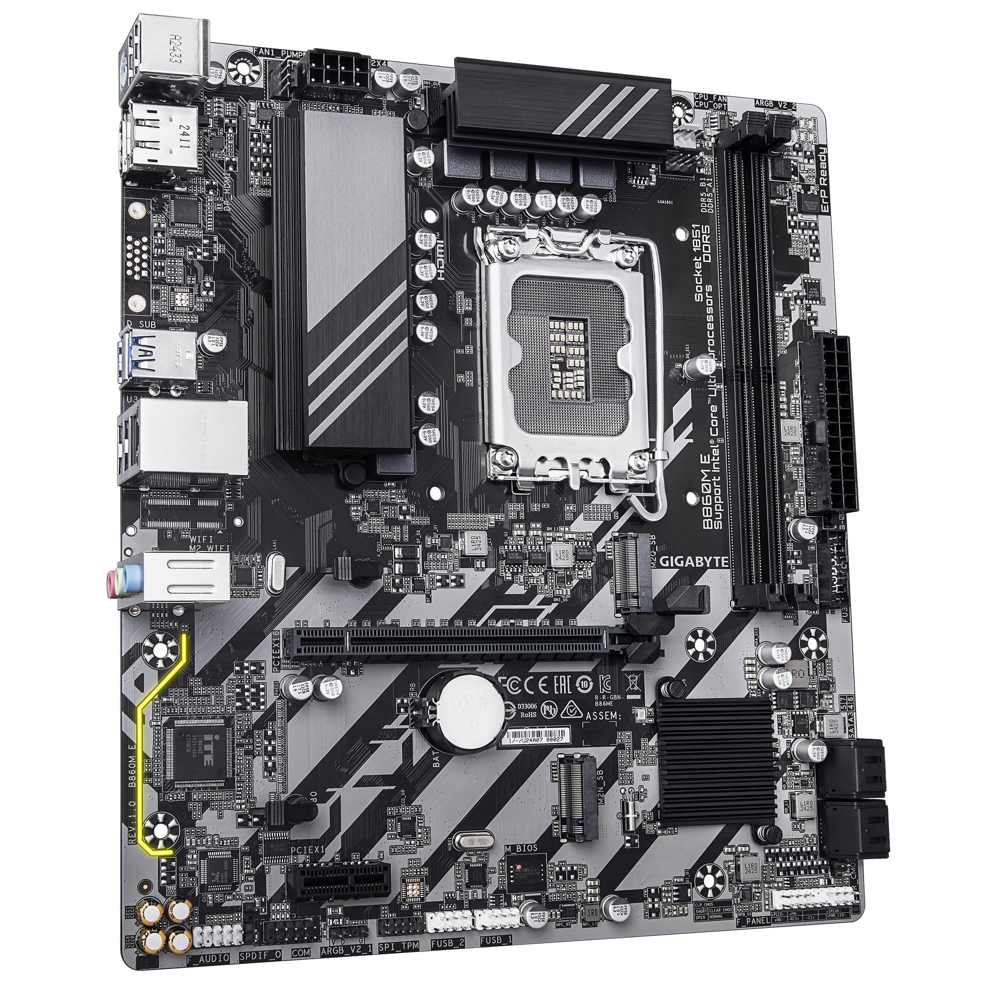 GIGABYTE B860M E Mainboard - Intel Core Ultra Series CPUs, 4+1+2 Phasen VRM, bis zu 8800MHz DDR5 (O.C), 2xPCIe 4.0 M.2, 1GbE LAN, USB 3.2 Gen 1 Bild 5