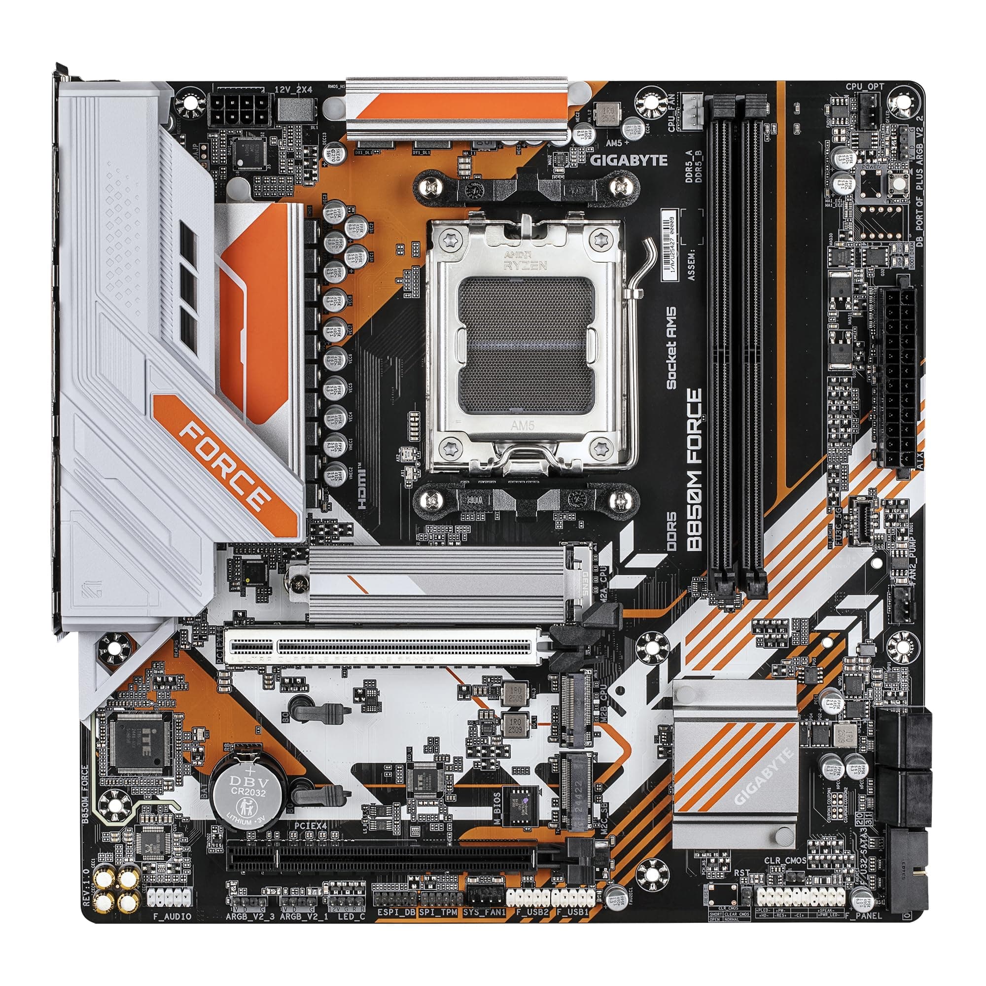 GIGABYTE B850M Force Mainboard – Unterstützt AMD Ryzen 9000 Serie Prozessoren, 8+2+2 Phasen Digital-VRM, bis zu 9600 MHz DDR5 (OC), 1 x PCIe 5.0 M.2 + 2 x PCIe 4.0 M.2, 2.5 GbE LAN, USB 3.2 Gen 2 Bild 3
