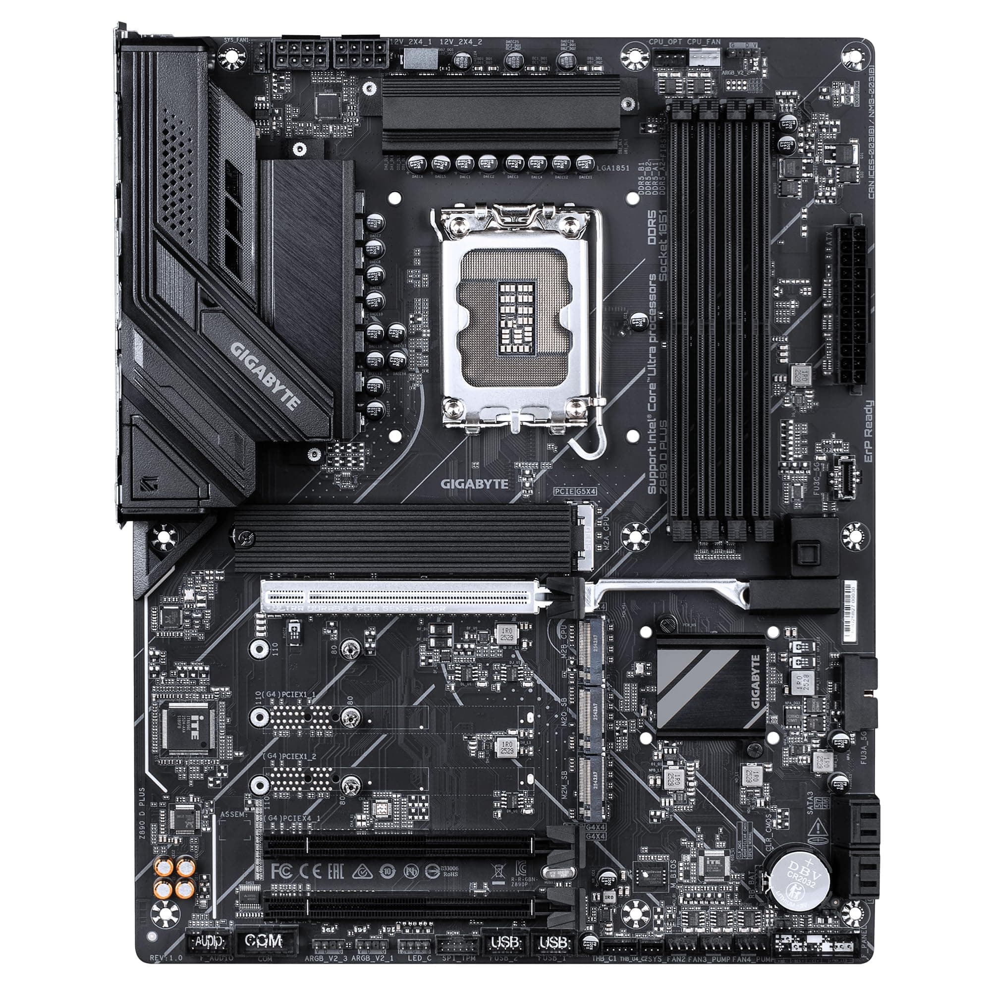 GIGABYTE Z890 D Plus Mainboard – Unterstützt Intel Core Ultra (Serie 2) CPUs, 12+1+2-Phasen-VRM, bis zu 9466 MHz DDR5 (OC), 1× PCIe 5.0 M.2 + 3× PCIe 4.0 M.2, 2.5-GbE-LAN, USB 3.2 Gen 2 Bild 3