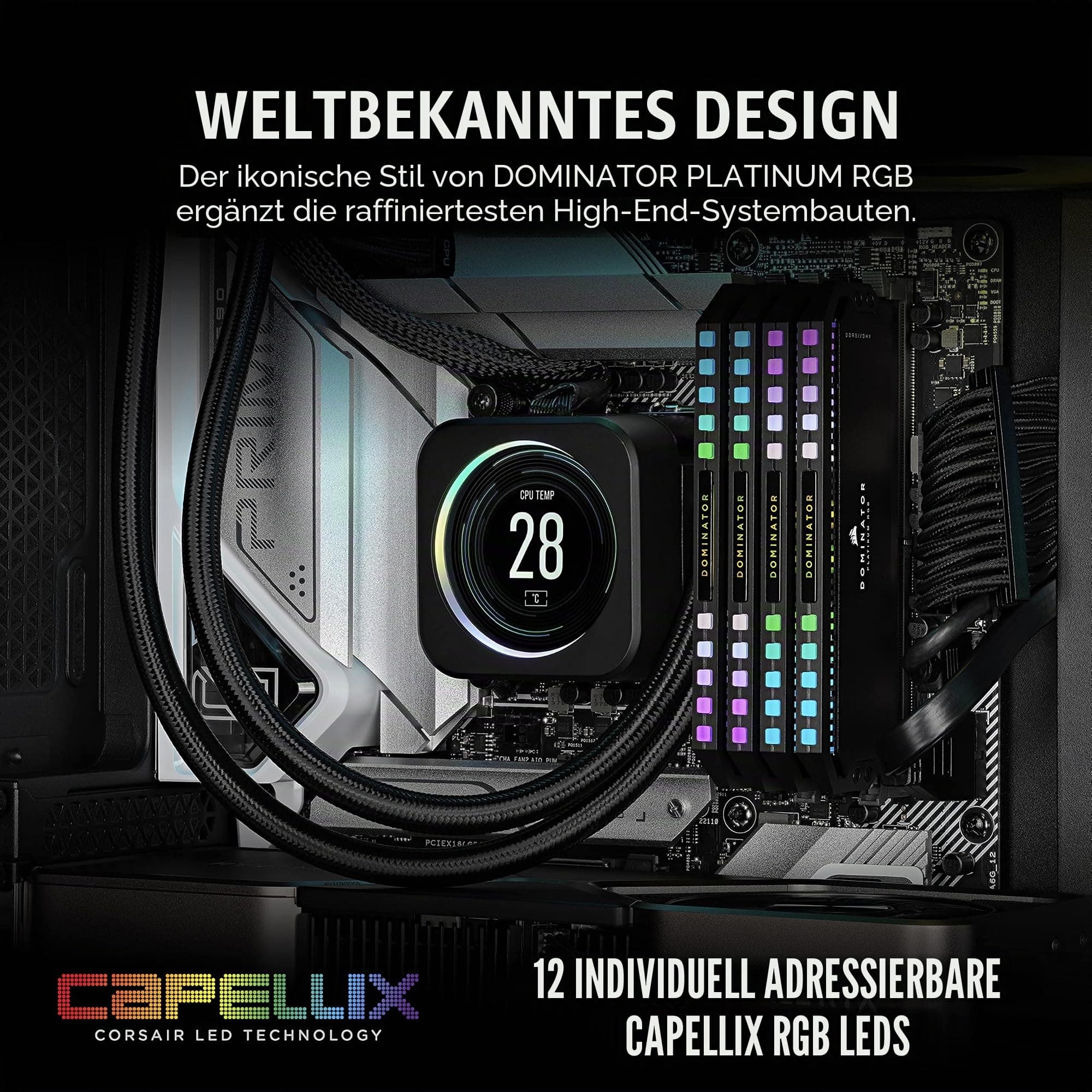 CORSAIR DOMINATOR PLATINUM RGB DDR5 RAM 64GB (2x32GB) Bis zu 5600MHz CL40-40-40-77 1.25V Intel XMP 3.0 Desktop-Arbeitsspeicher – Schwarz (CMT64GX5M2B5600C40) Bild 7