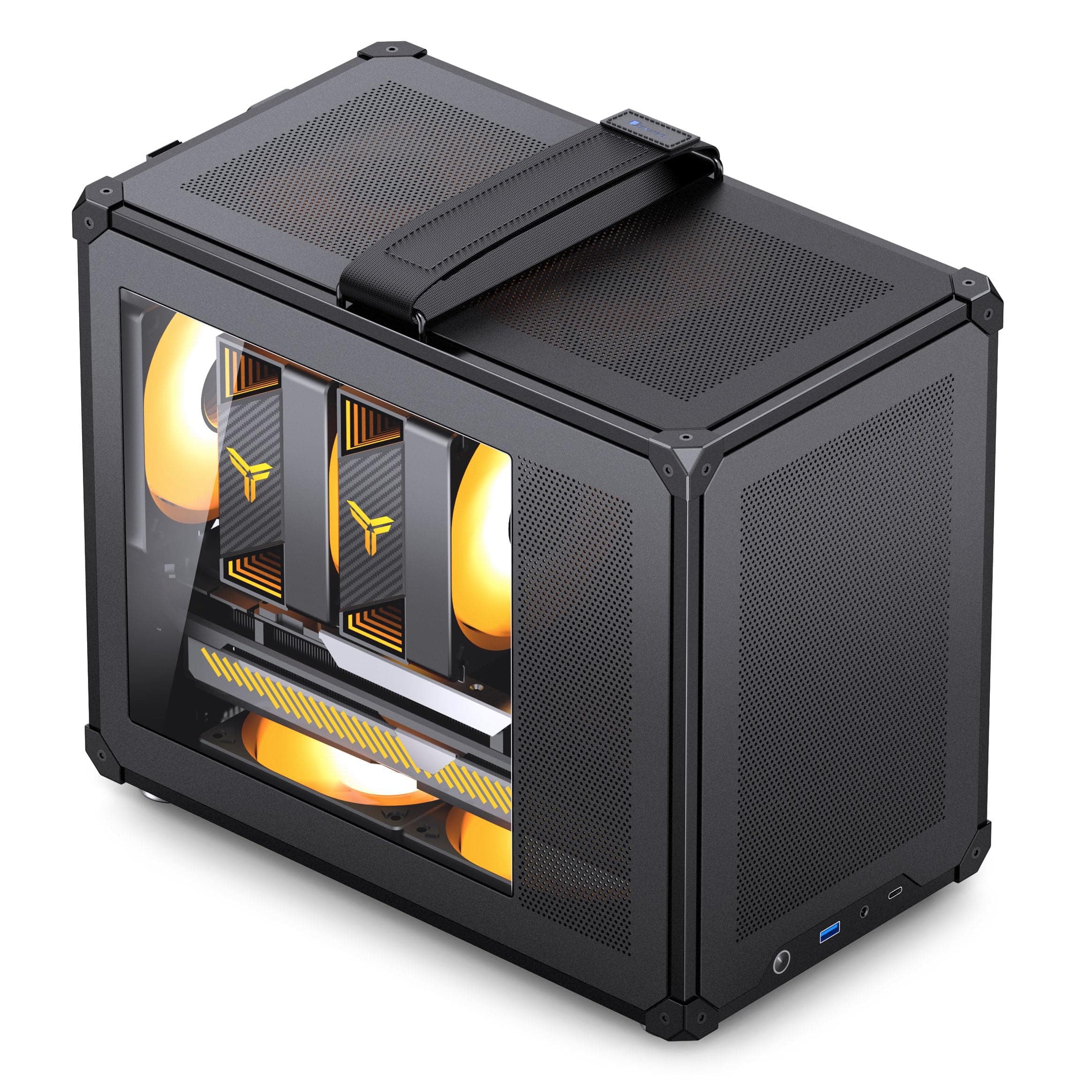 Jonsbo C6 MAX PC-Gehäuse Schwarz – kompaktes mATX Case mit Tragegriff, Airflow-Mesh, Platz für GPU bis 335mm, CPU-Kühler bis 170mm, 5 Lüfterplätze Bild 3