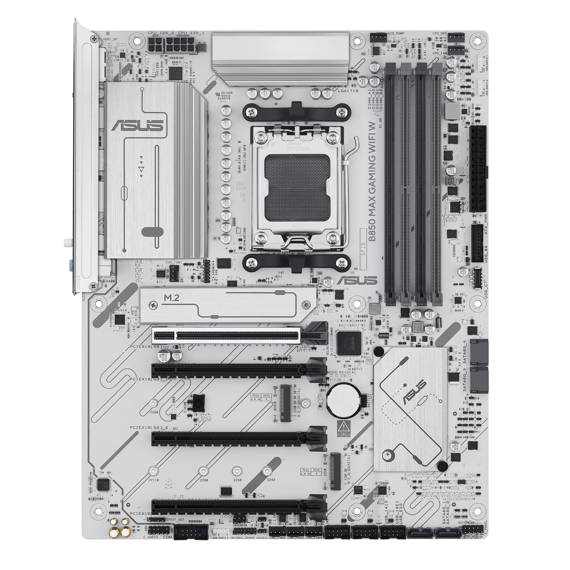 ASUS B850 MAX Gaming WiFi W Mainboard Sockel AMD AM5 (Ryzen 9000, ATX, DDR5 Speicher, PCIe 5.0, WiFi 6E, BIOS Flashbacj, CEC Tier II, weiß) Bild 3