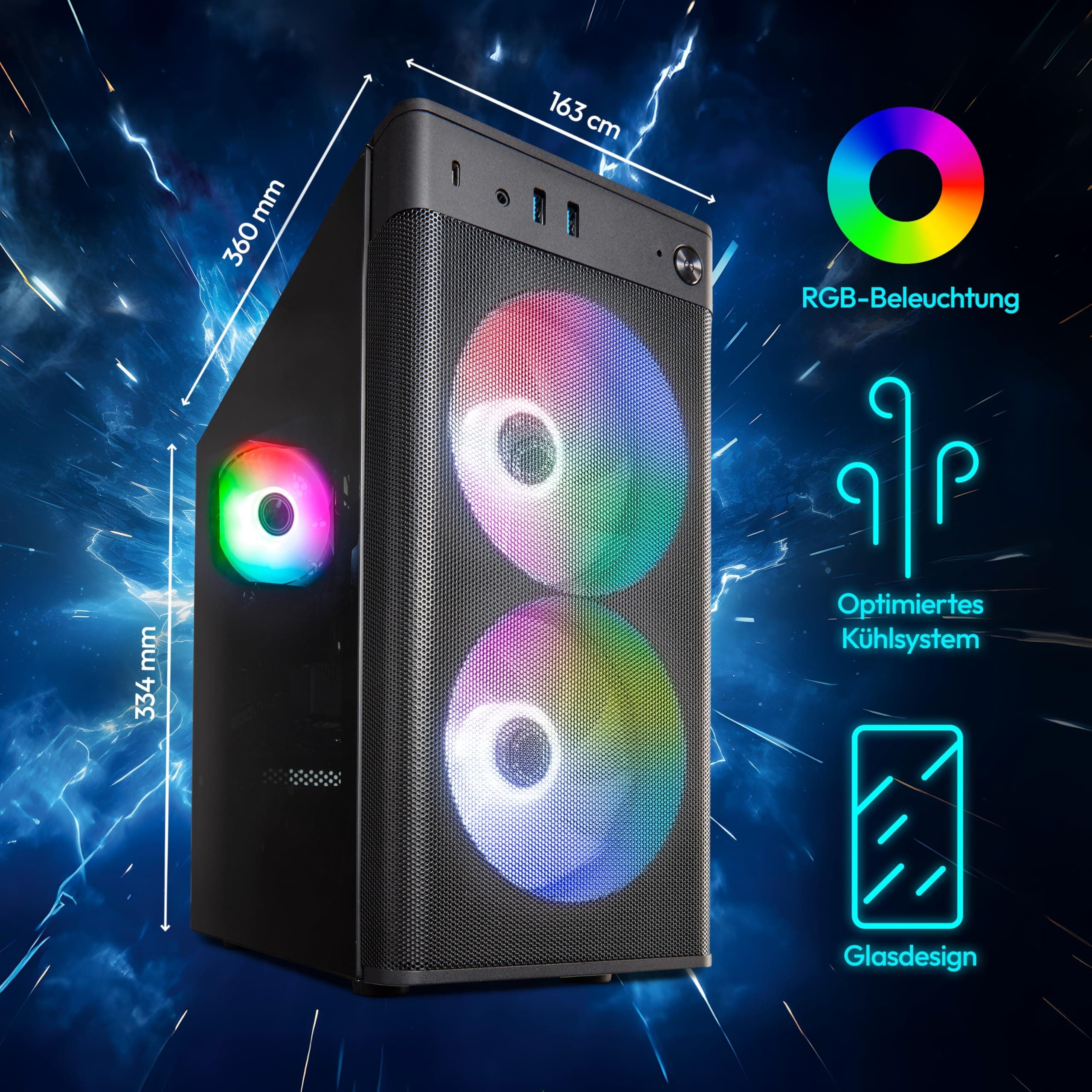 MEDION ERAZER Recon E45 Gaming PC (Ryzen 5 5500, 16GB DDR4 RAM, 1TB SSD, Geforce RTX 4060 8GB GDDR6, Windows 11 Home) Bild 3