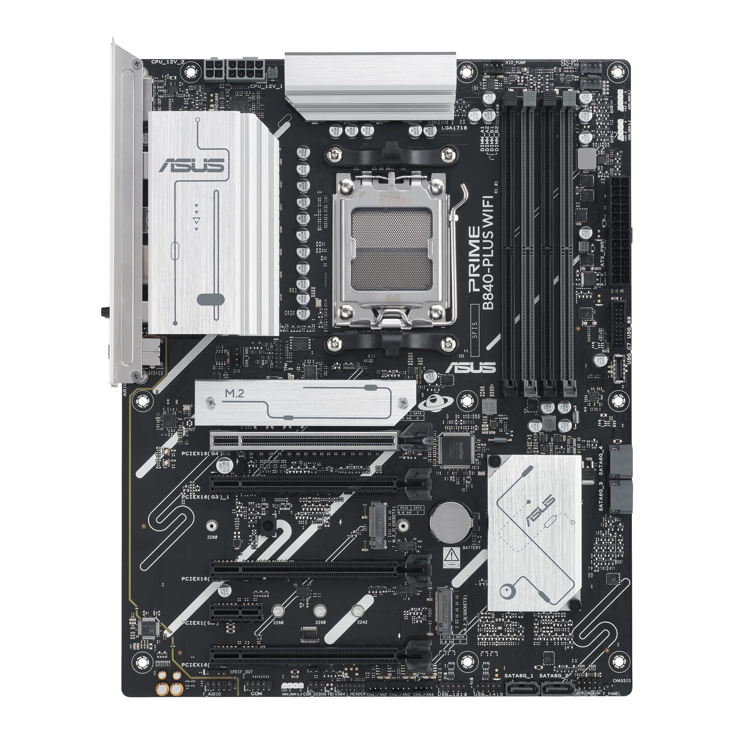 ASUS Prime B840-PLUS WiFi-CSM AMD AM5 B840 ATX Commercial CSM Motherboard, Advanced AI Ready, DDR5, PCIe 4.0, 3X M.2, Wi-Fi 6E, 2.5G LAN, DP, HDMI, USB Type-C, BIOS Flashback, ASUS Control-Center Bild 5