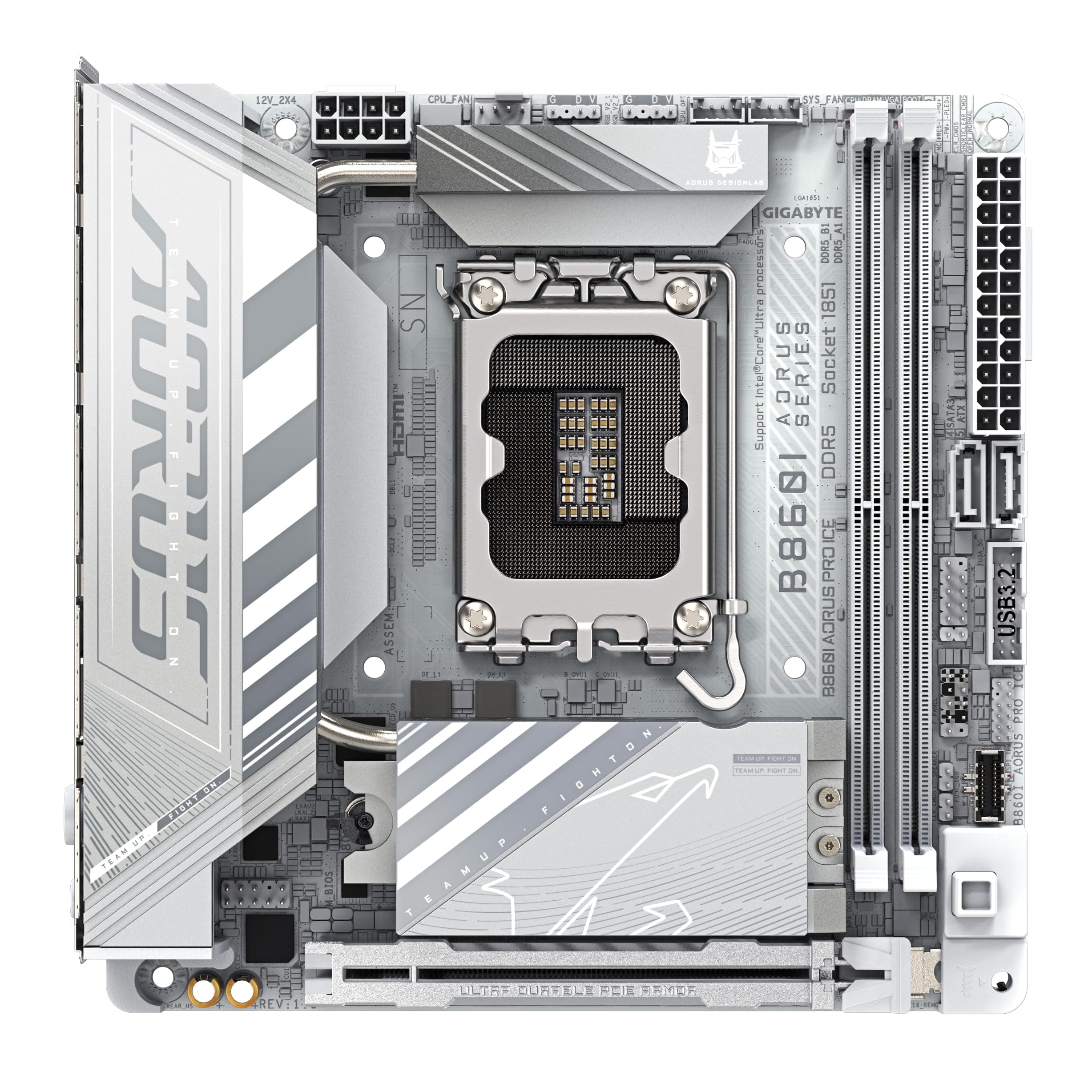 GIGABYTE B860I AORUS PRO Ice Mainboard - Intel Core Ultra CPUs, 8+1+2+1 Phasen VRM, bis zu 9200MHz DDR5, 1xPCIe 5.0 + 1xPCIe 4.0 M.2, 2,5 GbE LAN, WiFi 7, Thunderbolt 4 Bild 3
