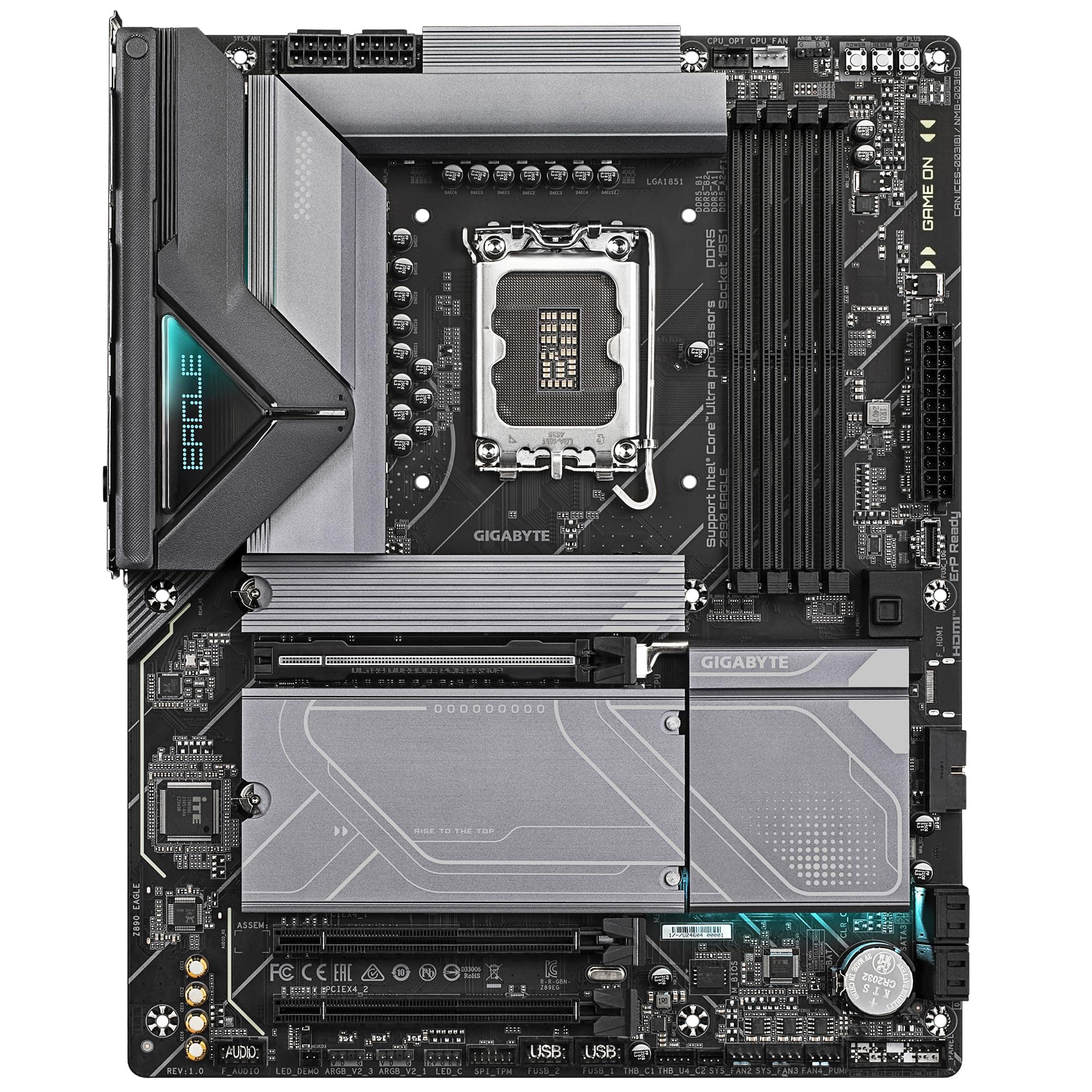 GIGABYTE Z890 Eagle Motherboard - Unterstützt Intel Core Ultra (Serie 2) CPUs, 14+1+2 Phasen VRM, bis zu 8800MHz DDR5 (OC), 1x PCIe 5.0 M.2 + 3X PCIe 4.0 M.2, 2,5GbE LAN, USB4 Bild 3