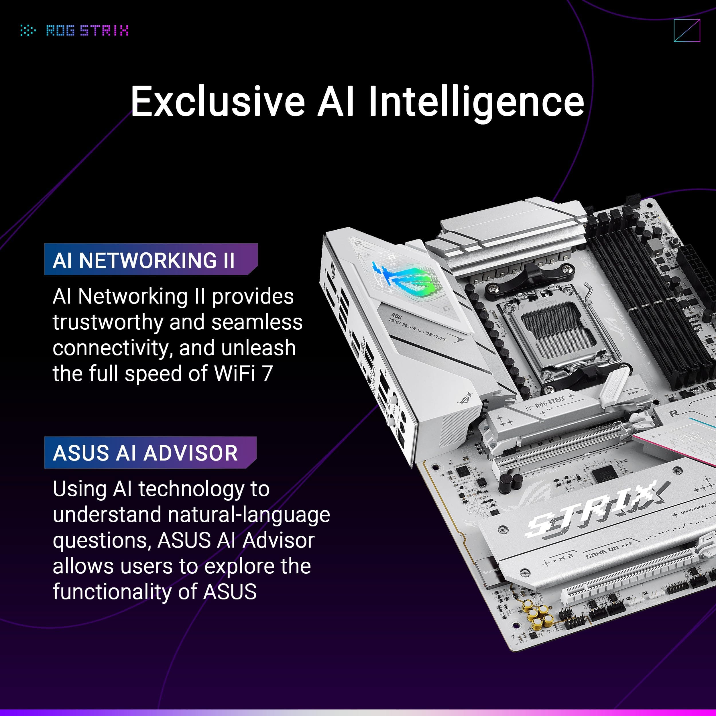 ASUS ROG Strix B850-A Gaming WiFi Mainboard Sockel AMD AM5 (AMD B850, ATX, DDR5 Speicher, PCIe 5.0, WiFi 7, 3X PCIe 4.0 M.2, Aura Sync) Bild 4