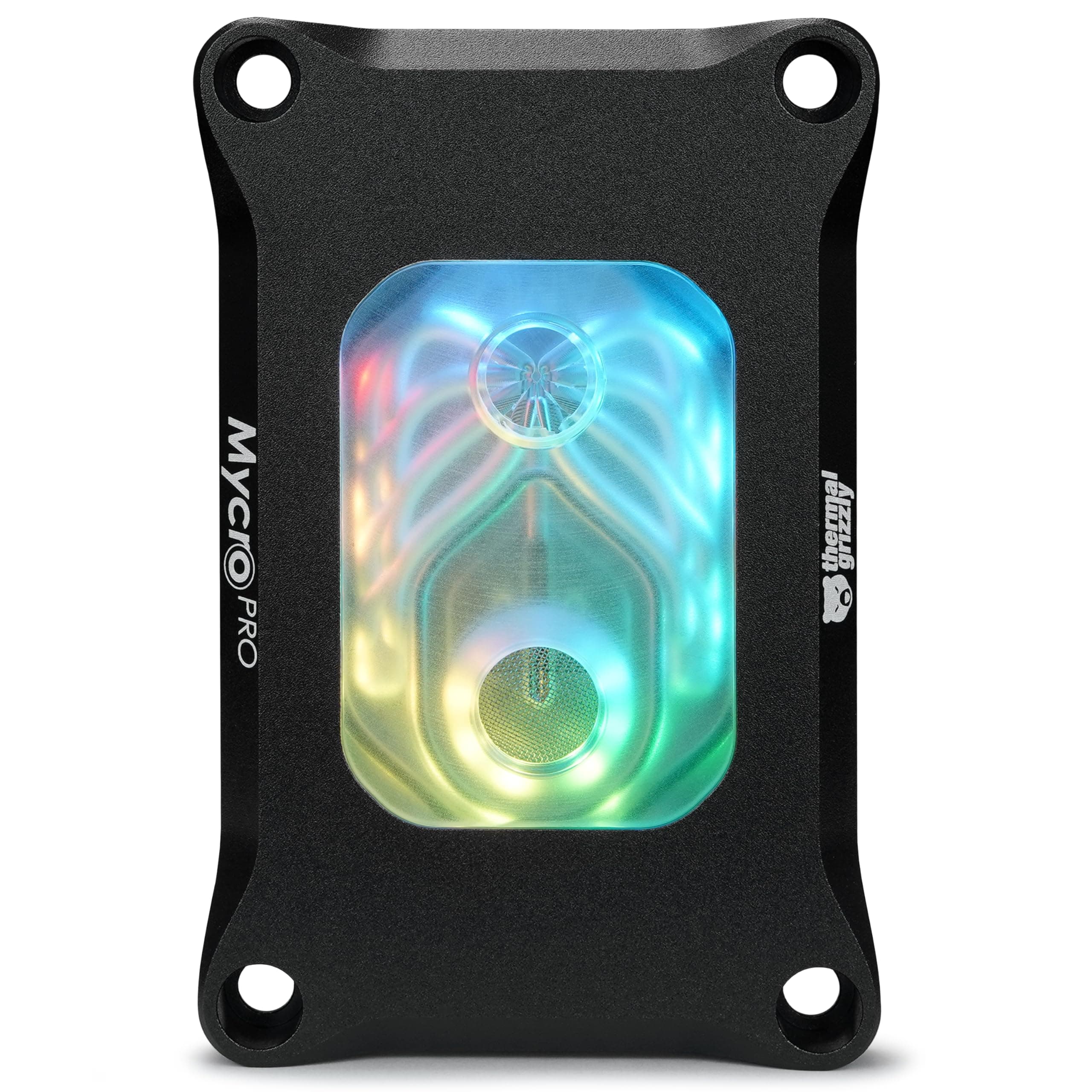 Thermal Grizzly Mycro Pro RGB Schwarz - High Performance Wasserkühlungsblock G1/4 für AMD AM5/AM4 - Coldplate aus Vernickeltem Kupfer, 0,2-mm-Mikrofinnen und Filter für Custom Wasserkühlung Schwarz AMD AM4/AM5