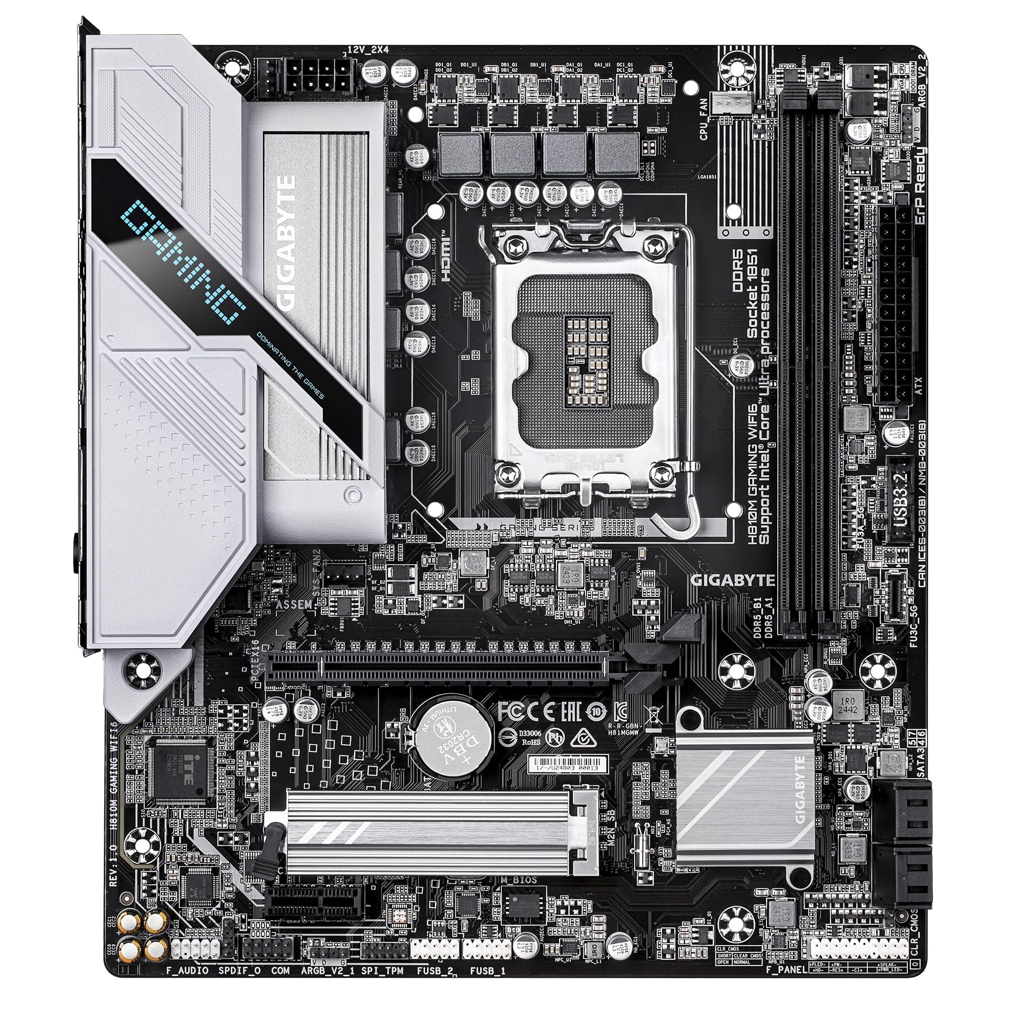 GIGABYTE H810M Gaming WIFI6 Mainboard – Intel Core Ultra (Serie 2) CPUs, 4+1+2 Phasen VRM, bis zu 6400 MHz DDR5, 1xPCIe 4.0 M.2, 2.5GbE LAN, WiFi 6, USB 3.2 Gen 1 Bild 3
