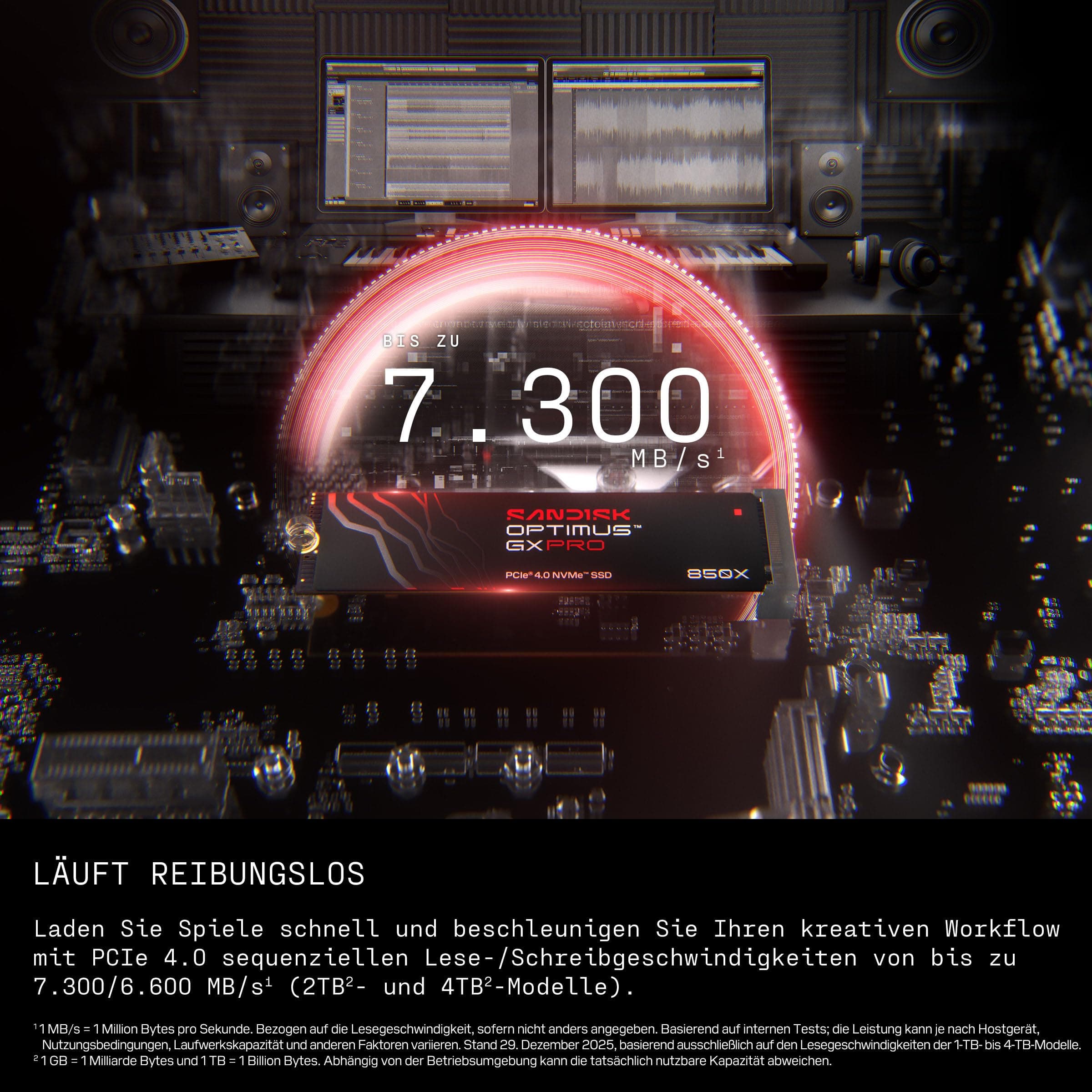 SANDISK Optimus GX PRO 850X NVMe SSD 8 TB (bis zu 7.200/6.600 MB/ssequentielles Lesen/Schreiben, M.2 2280, PCIe 4.0, bis zu 4.800 TBW) Gaming-Speichererweiterung, leistungsstarke interne SSD Non Heatsink 8 TB Bild 6
