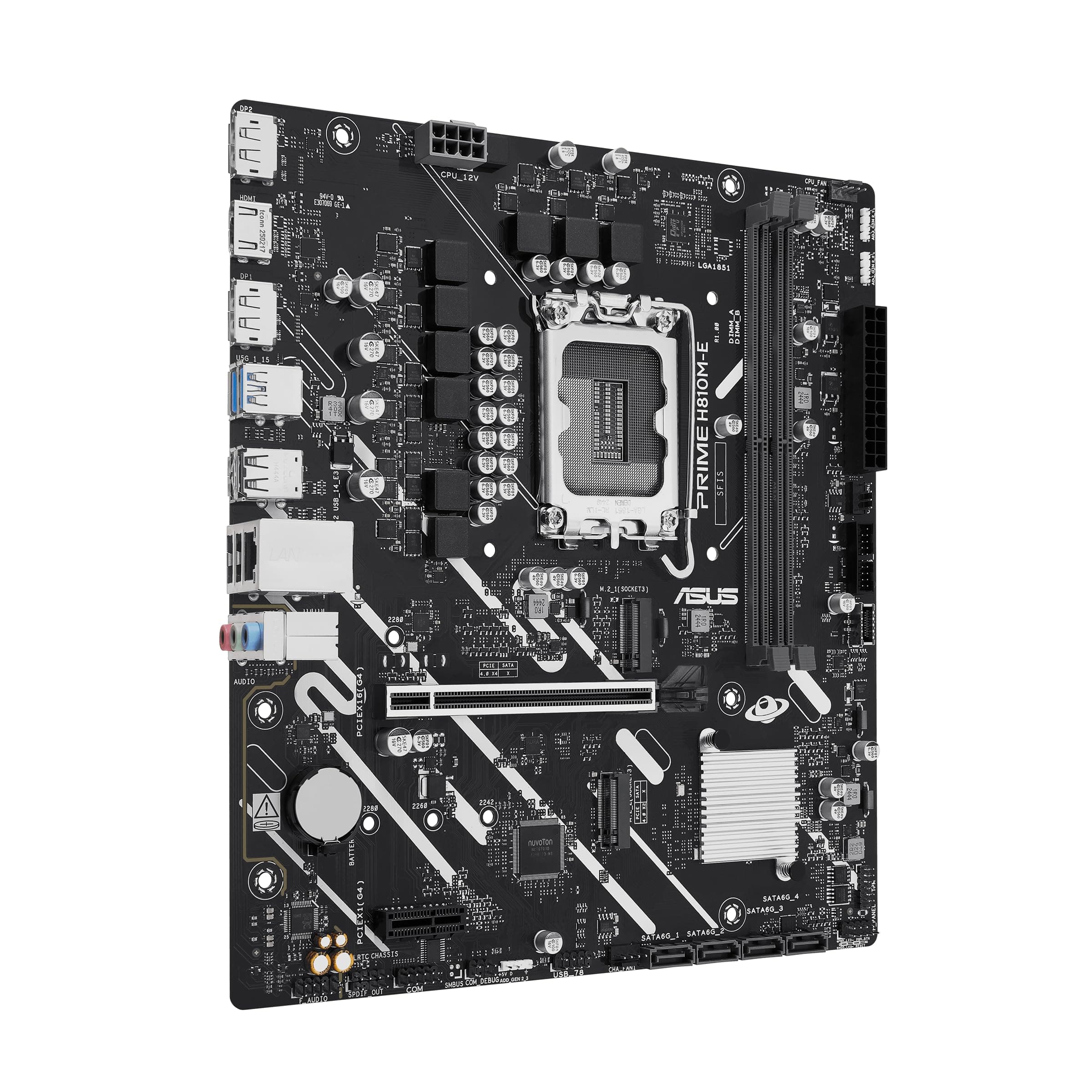ASUS Prime H810M-E-CSM Intel H810 LGA1851 Micro-ATX Mainboard (Advanced AI PC-Ready, DDR5, PCIe 4.0, 2 x DP, HDMI, USB 5Gbps hinten, USB C 5Gbps vorne, 2 x M.2 Steckplätze, 1Gb Ethernet, Aura Sync) Bild 7