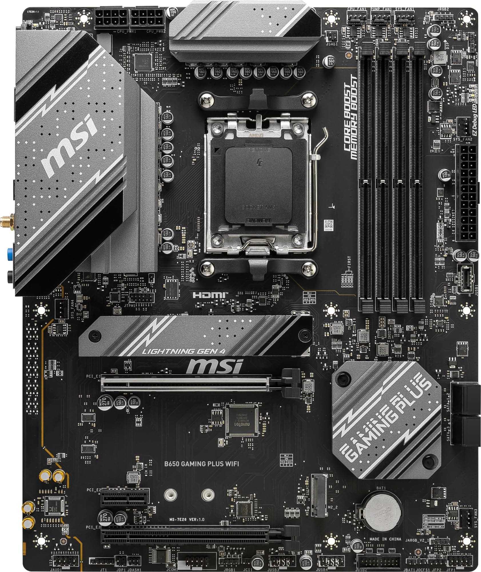 MSI MB5909 Motherboard B650 Gaming Plus WiFi [AMD Ryzen 7000 Series (AM5) kompatibel] Ausgestattet mit B650 ATX Maximum DDR5-7200 (OC) Unterstützung Gaming Plus: ein klassisches Gaming-Spiel Bild 3