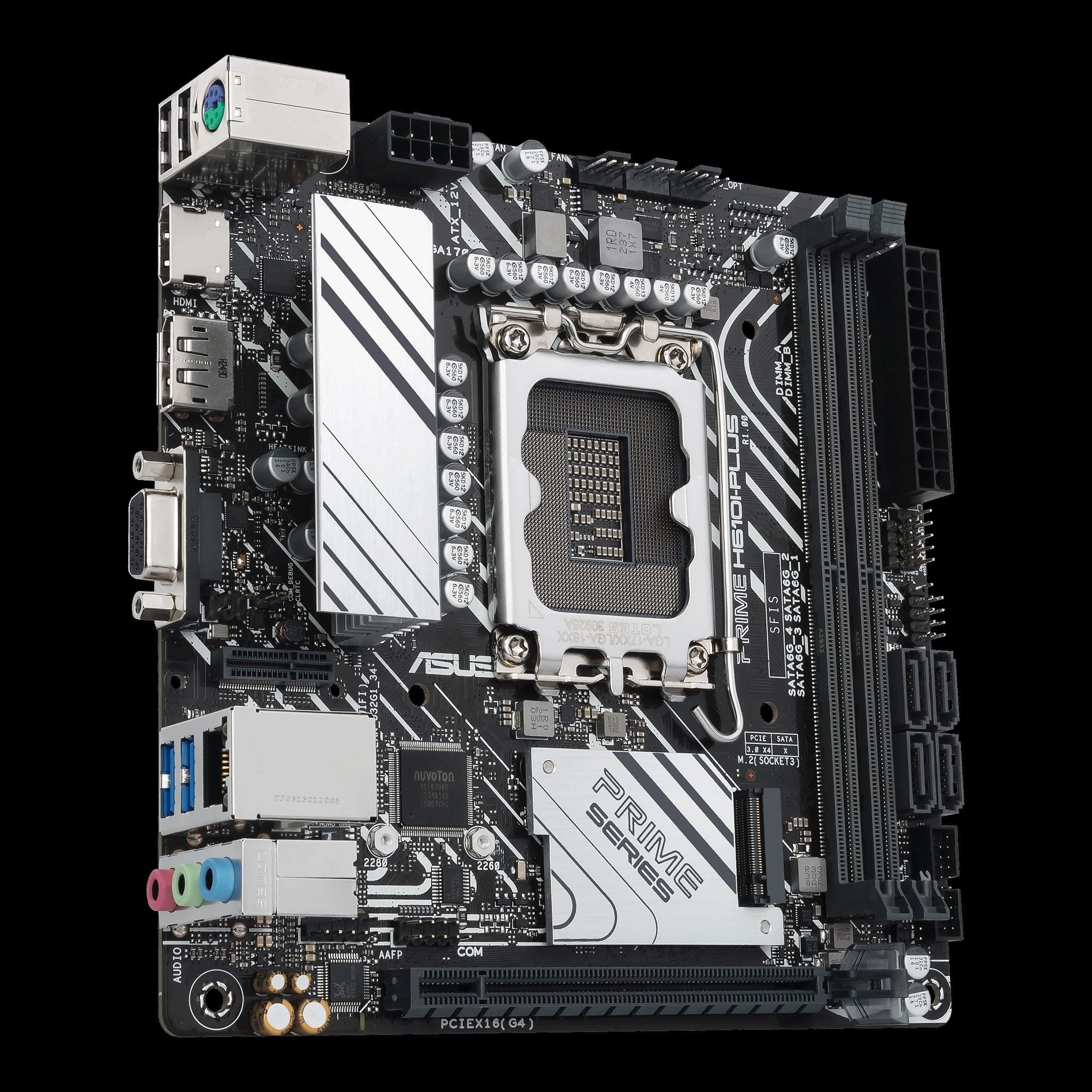 ASUS Prime H610I-PLUS-CSM (Intel H610 Mini-ITX-Mainboard mit DDR5 5600, PCIe 4.0, M.2-Steckplatz, Intel 1 Gb Ethernet, DisplayPort, HDMI, D-Sub, USB 3.2 Gen 1-Ports, SATA 6 Gbps, COM-Header) Bild 8