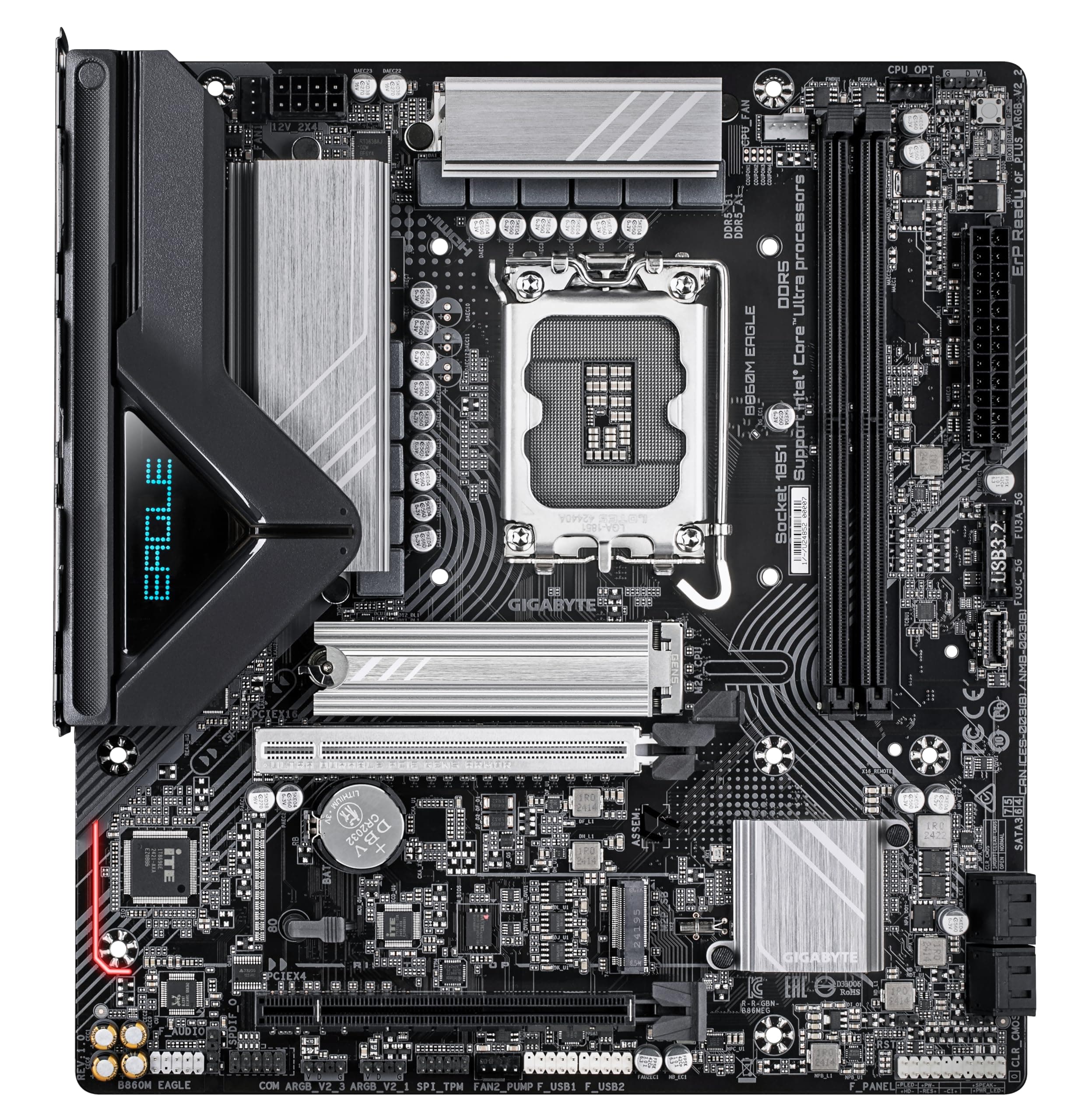 GIGABYTE B860M Eagle Mainboard - Intel Core Ultra CPUs, 6+1+2+1 Phasen VRM, bis zu 9066MHz DDR5, 1xPCIe 5.0 + 1xPCIe 4.0 M.2, 2,5 GbE LAN, USB 3.2 Gen 1 Bild 3