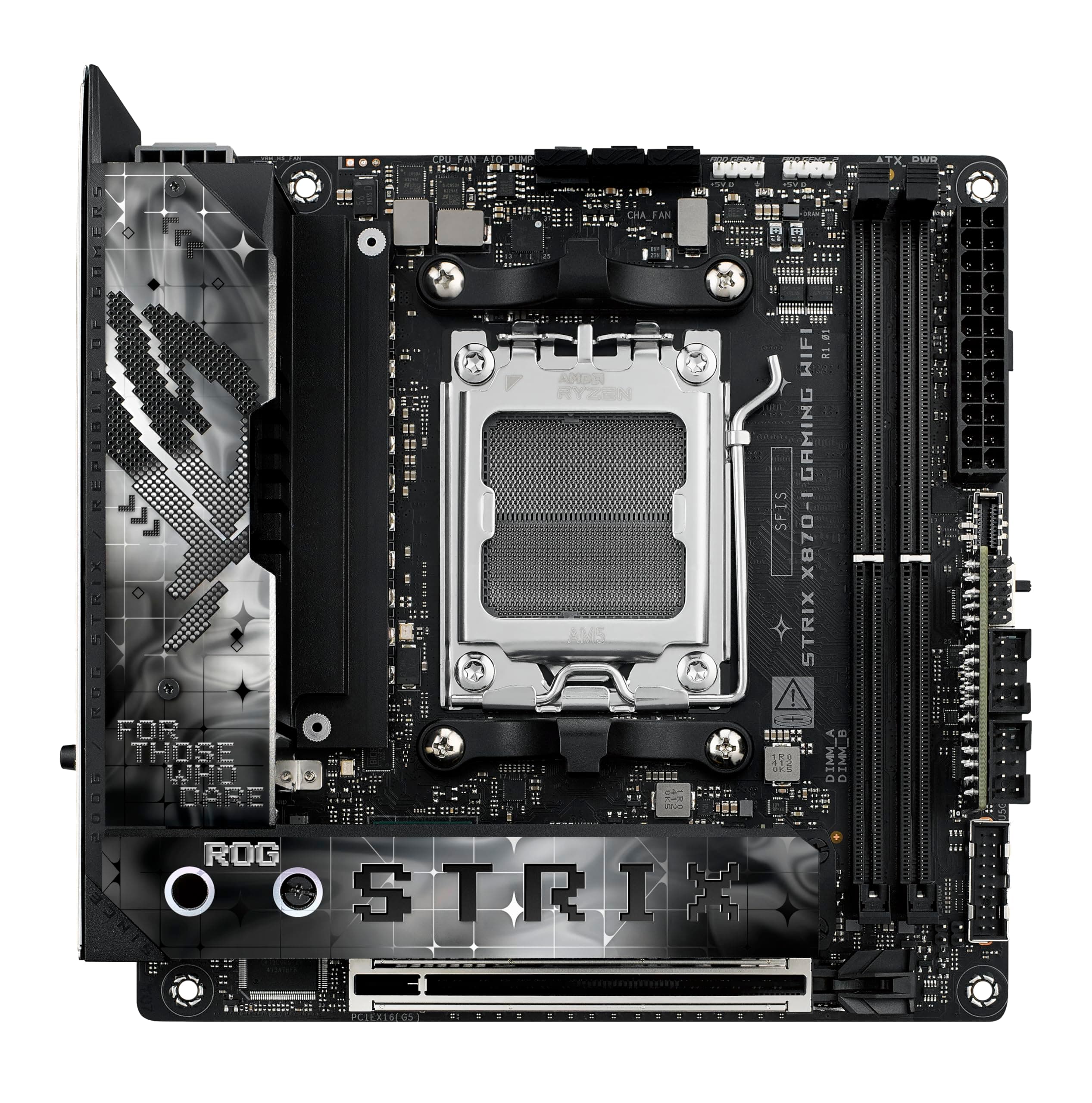 Asus Rog Strix X870-I Gaming Mainboard Sockel AM5 (AMD, X870, Mini-ITX, 10+2+1 Power Stages, Dynamic OC Switcher, Core Flex, DDR5, WiFi 7, M.2, PCIe 5.0) Bild 2