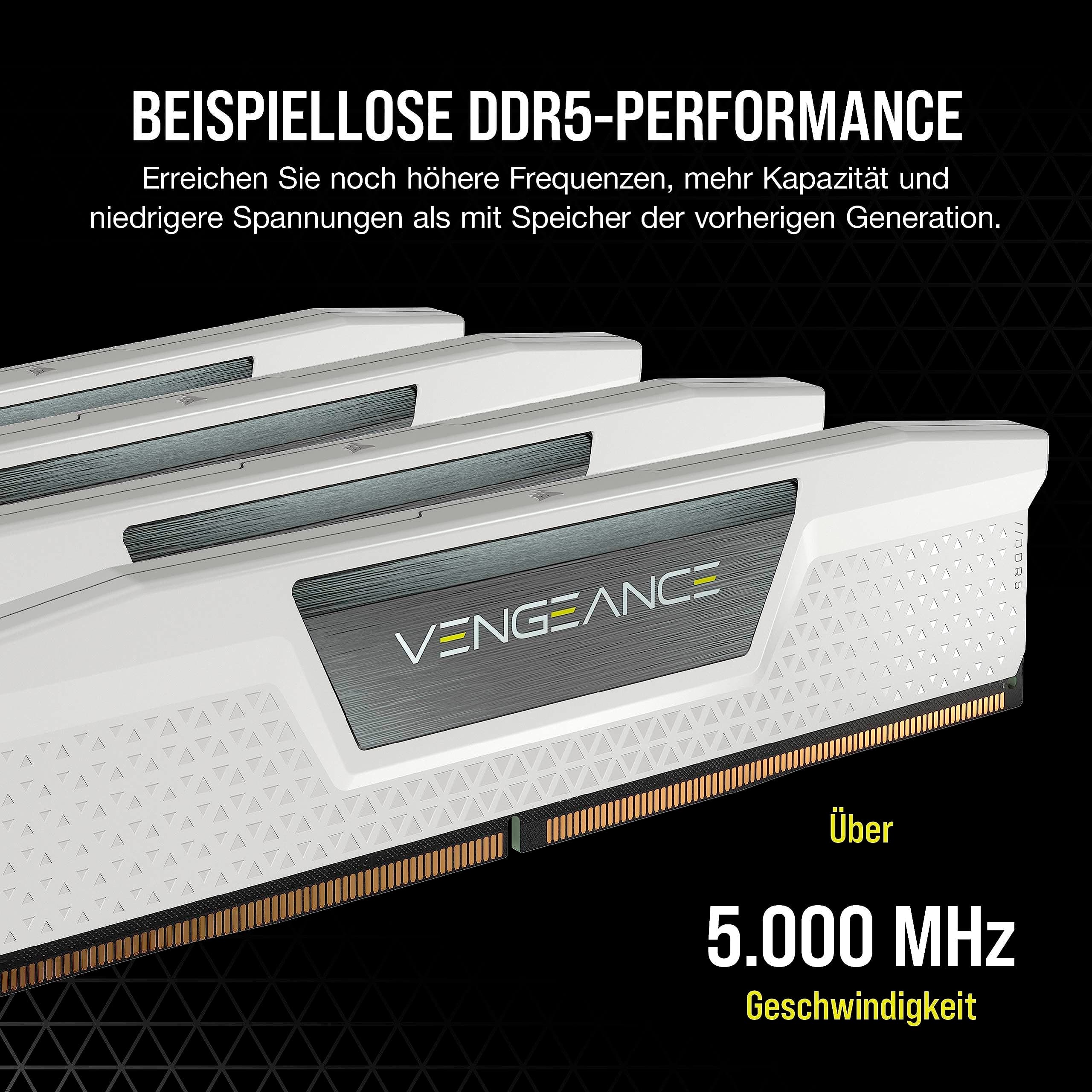 CORSAIR VENGEANCE DDR5 RAM 64GB (2x32GB) Bis zu 5600MHz CL40 Intel XMP 3.0 Desktop-Arbeitsspeicher – Weiß (CMK64GX5M2B5600C40W) Bild 5