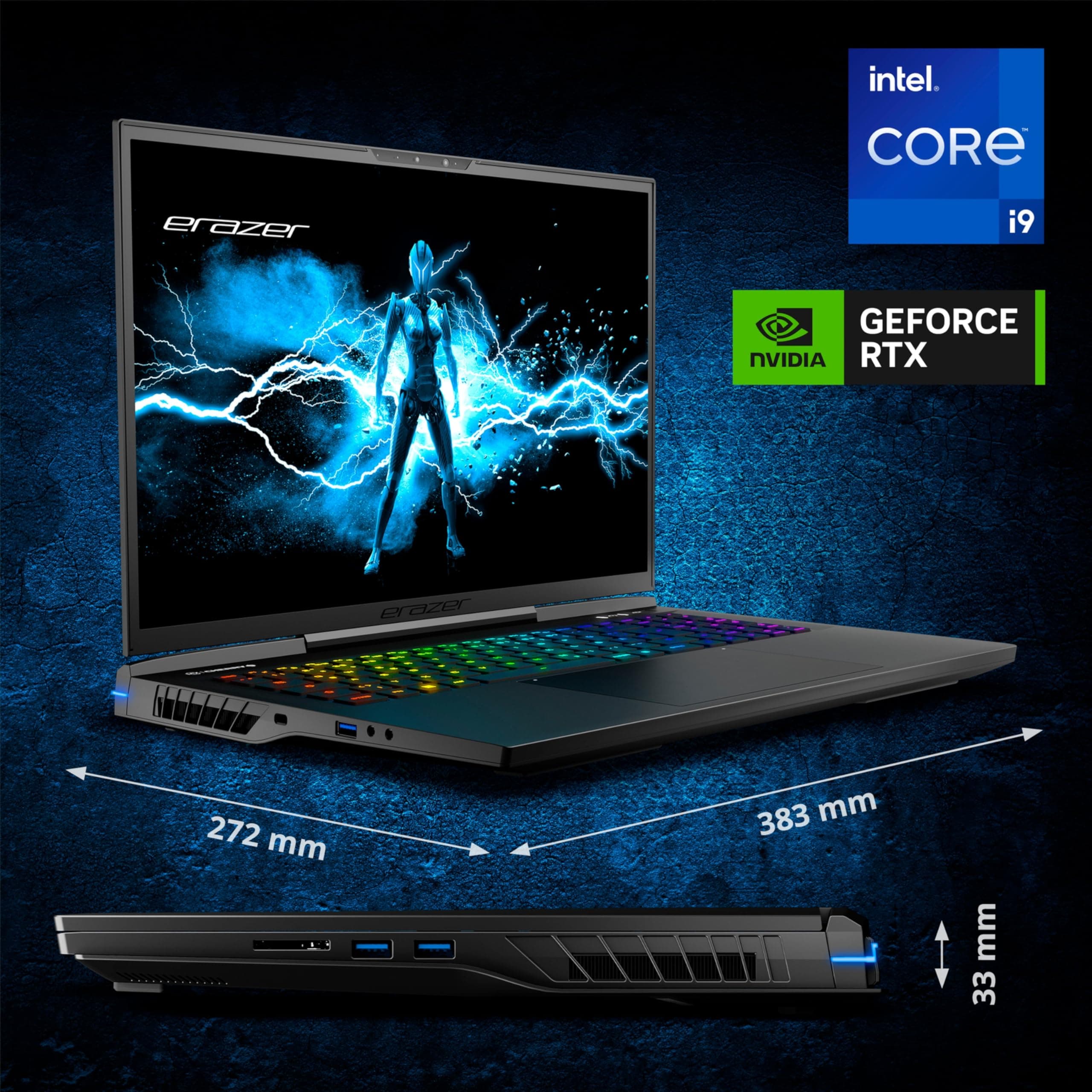 ERAZER Beast X40 43,2cm (17" Zoll 240Hz) QHD+ Gaming Notebook (Intel Core i9-13900HX, 32GB DDR5 RAM, 2TB SSD, GeForce RTX 4090 16GB GDDR6, Win 11 Home) Bild 3