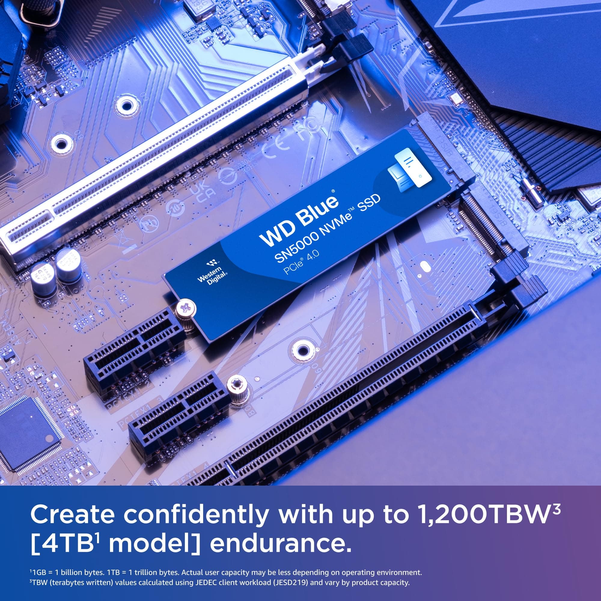 WD Blue SN5000 NVMe SSD 2 TB interne SSD (Geschwindigkeiten von bis zu 5.150 MB/s/4.850 MB/s Lesen/Schreiben, 900 TBW, Western Digital nCache 4.0, Acronis True Image for Western Digital) Bild 8