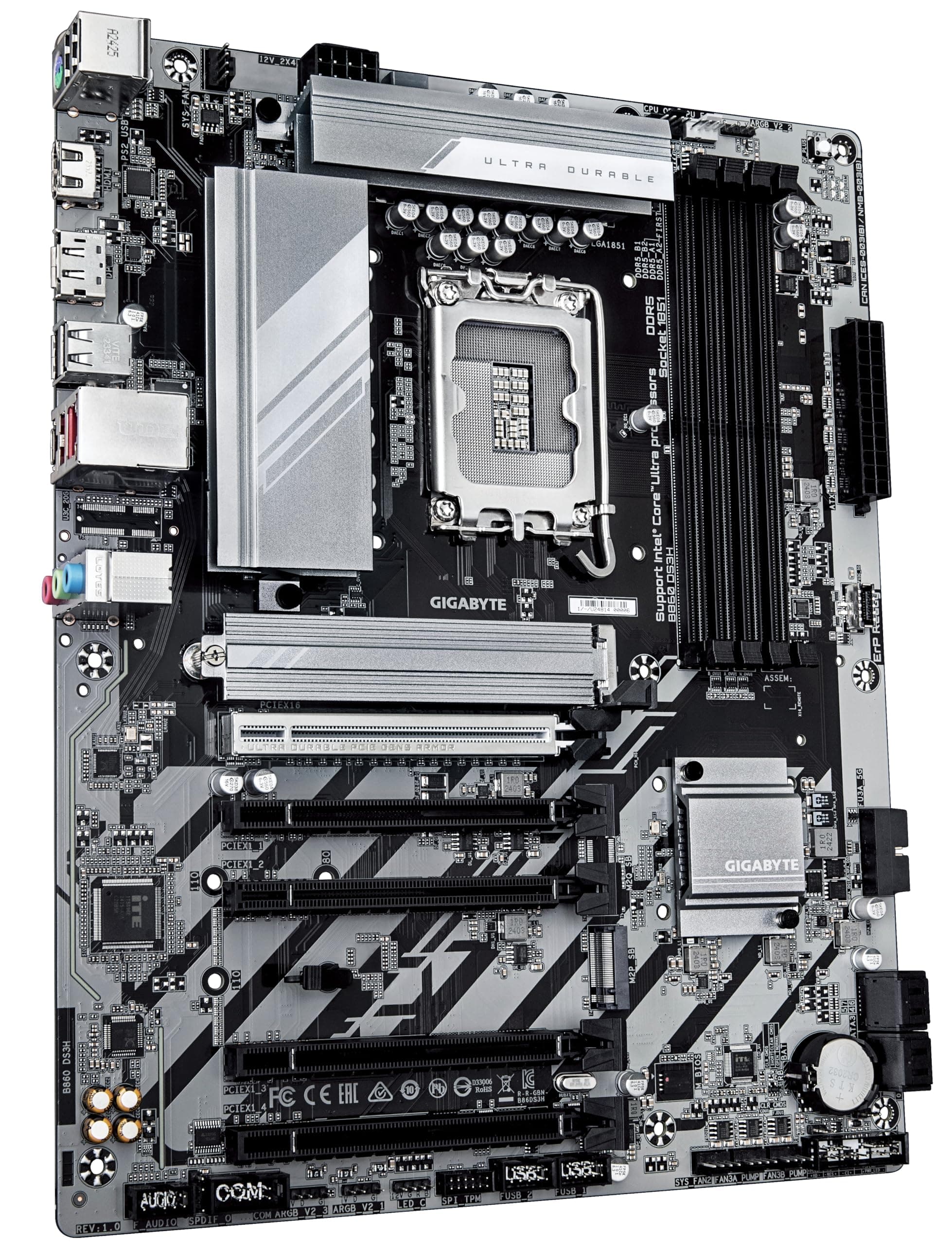 GIGABYTE B860 DS3H Mainboard - Intel Core Ultra CPUs, 8+1+2+2 Phasen VRM, bis zu 9066MHz DDR5, 1xPCIe 5.0 + 1xPCIe 4.0 M.2, 2,5 GbE LAN, USB 3.2 Gen 2x2 Bild 5