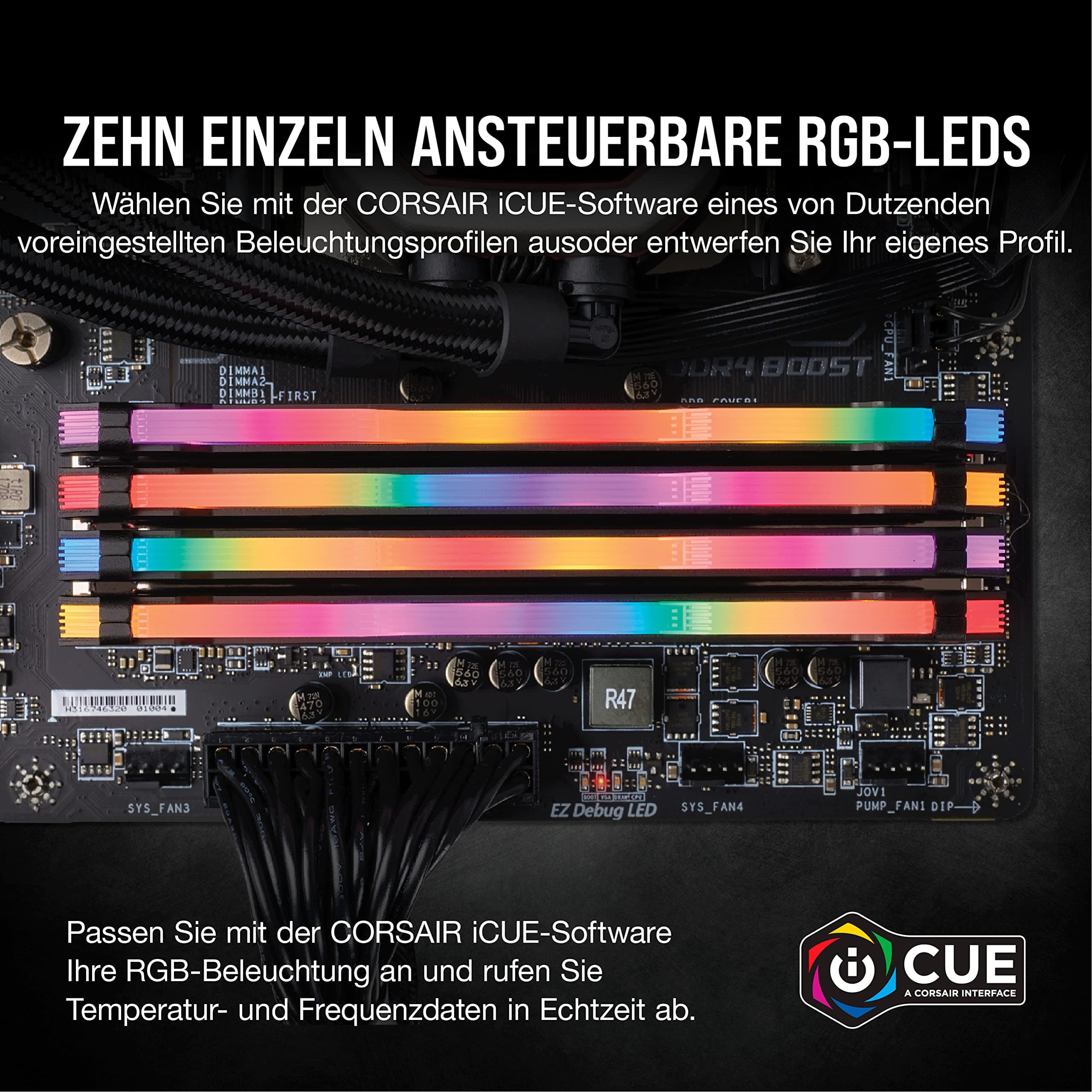 Corsair Vengeance RGB PRO 16GB (2x8GB) DDR4 Bis zu 3200MHz CL16 XMP 2.0 Enthusiast RGB LED-Beleuchtung Speicherkit - schwarz Bild 5
