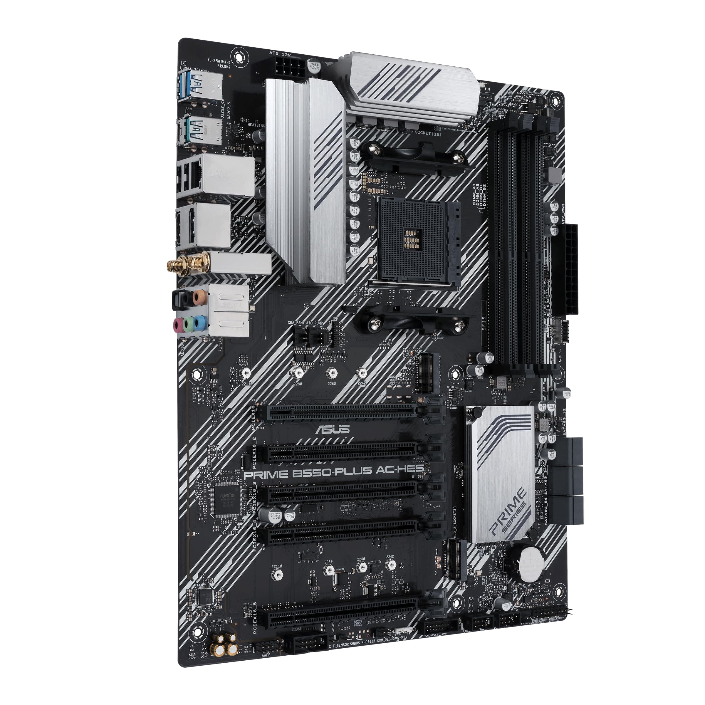 ASUS Prime B550-PLUS AC-HES: AMD AM4 Sockel, PCIe 4.0, Dual M.2, WLAN 5, 1 GB LAN, ATX Motherboard Bild 3