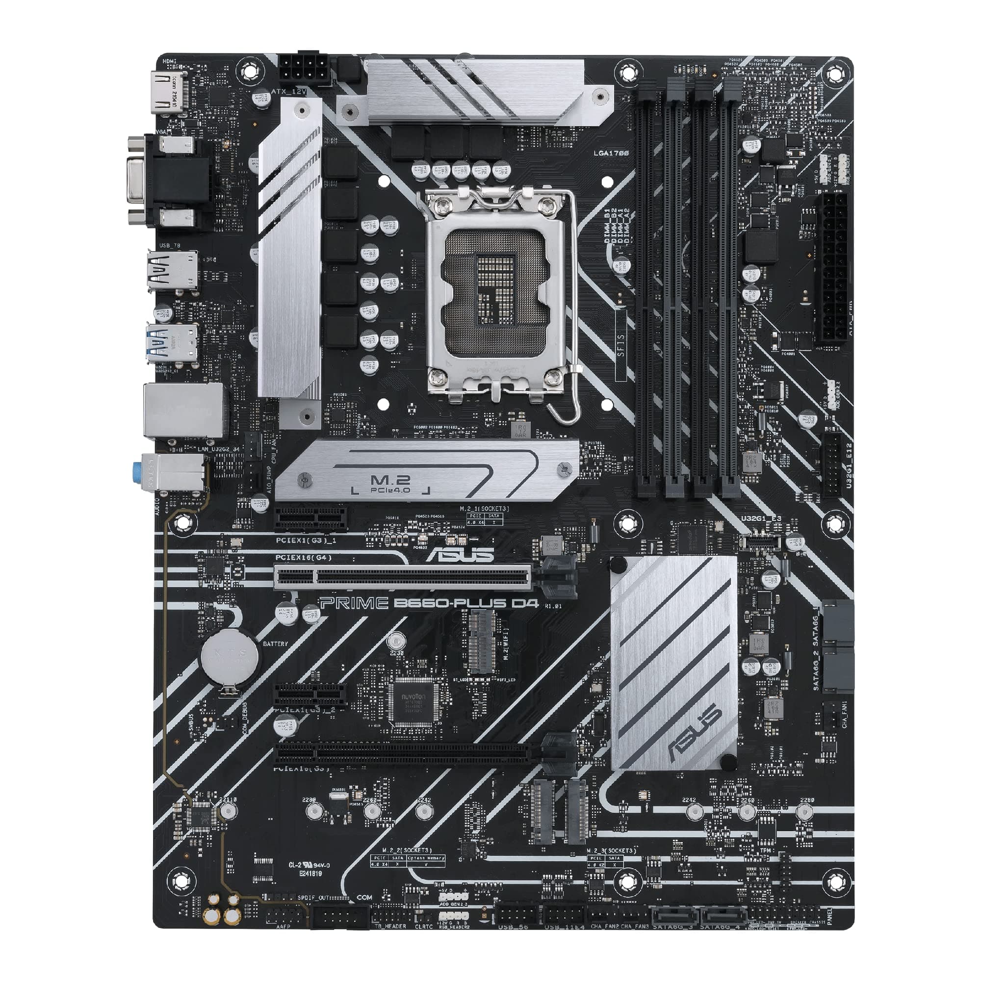 ASUS Prime B660-PLUS D4 LGA 1700 (Intel 12. Generation) ATX Motherboard (PCIe 4.0, DDR4.3xM.2 Slots, 2.5 GB LAN, Front USB 3.2 Gen 1 Type-C, Thunderbolt 4 Header-Unterstützung) Bild 3