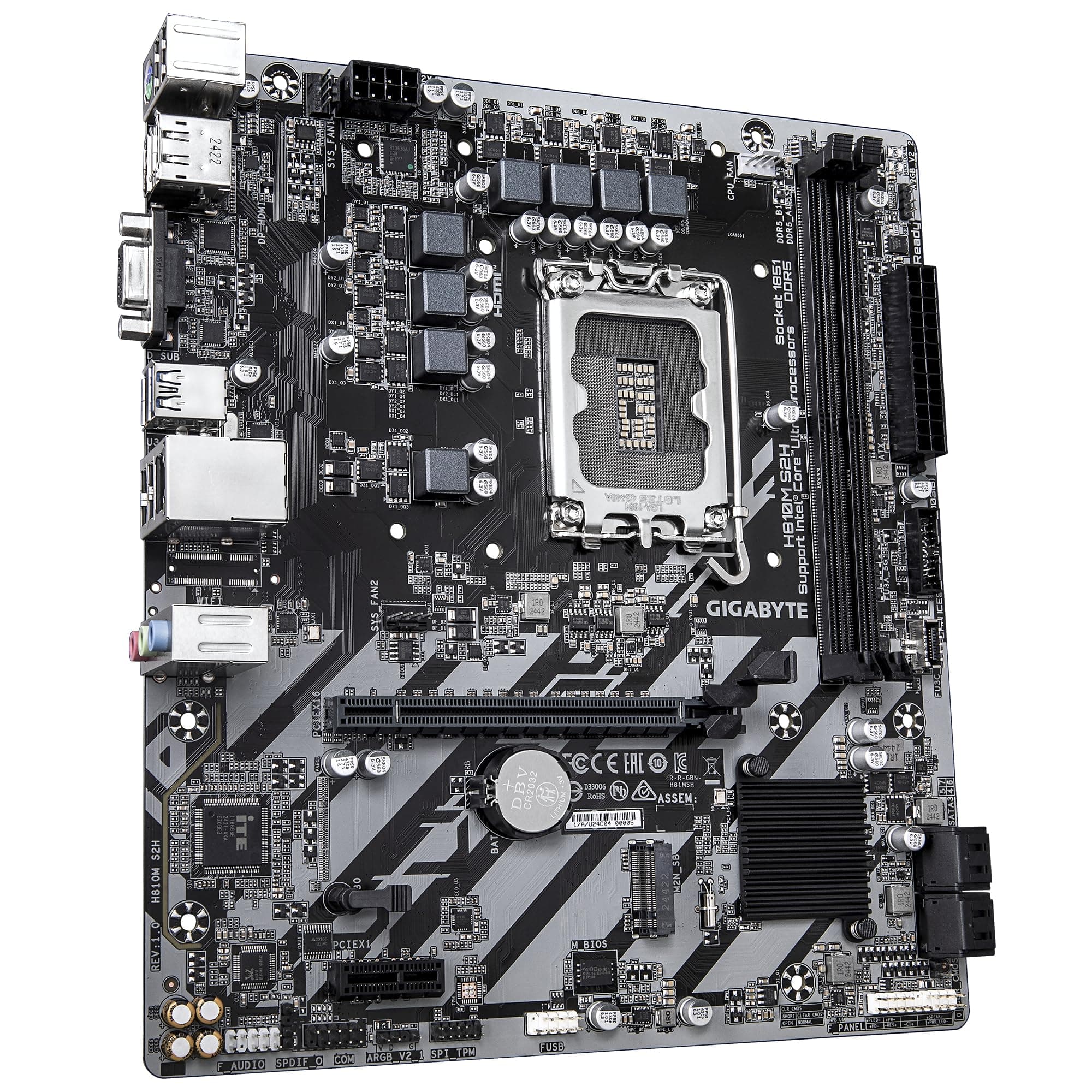 GIGABYTE H810M S2H Mainboard – Intel Core Ultra (Serie 2) CPUs, 4+1+2 Phasen VRM, bis zu 6400 MHz DDR5, 1xPCIe 4.0 M.2, 1GbE LAN, USB 3.2 Gen 1 Bild 5