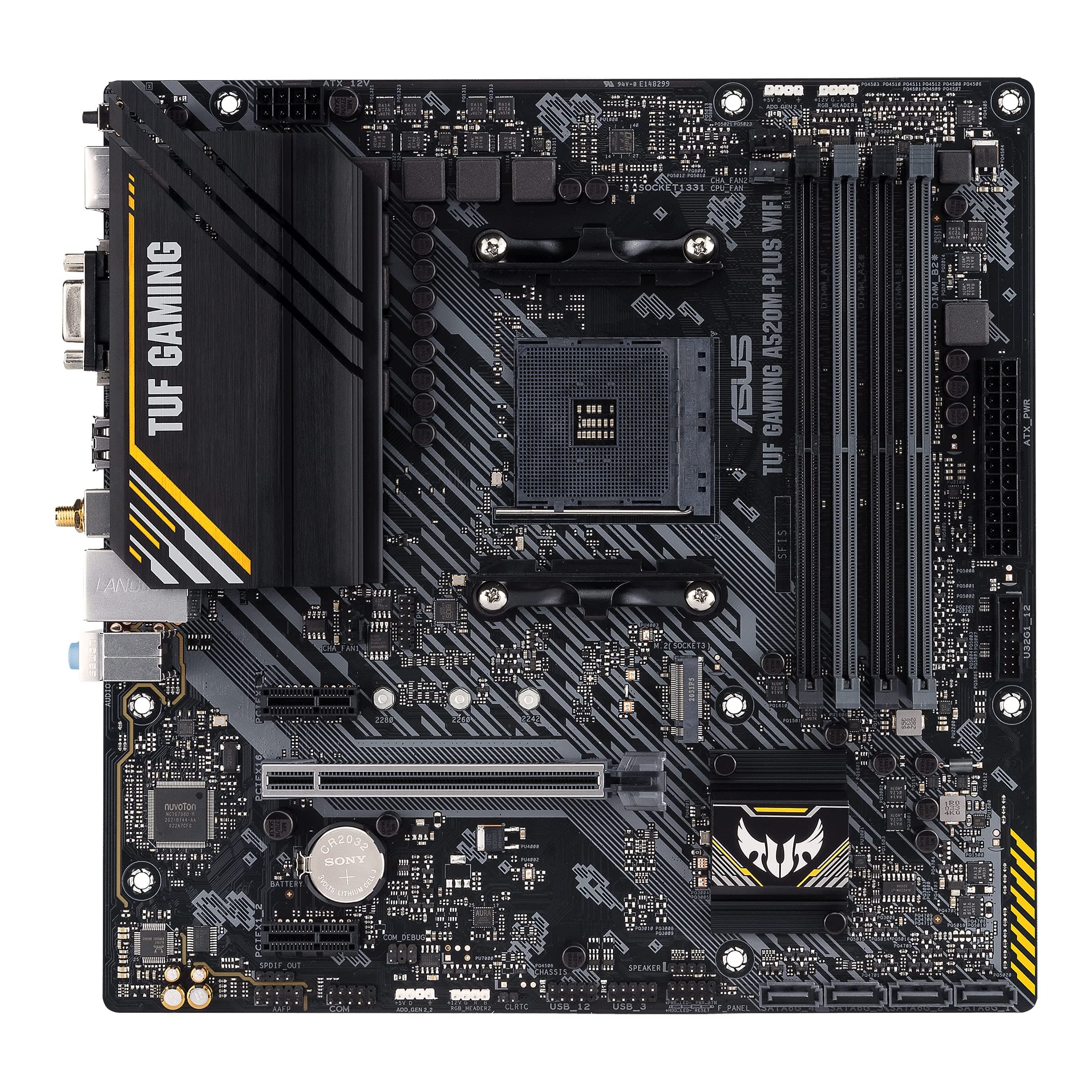 ASUS TUF Gaming A520M-PLUS WiFi Mainboard Sockel AMD A520 (Ryzen AM4, Micro ATX mit M.2-Unterstützung, 802.11ac Wi-Fi, DisplayPort, HDMI, D-Sub, USB-3.2-Gen-1-Schnittstellen, SATA 6Gbit/s) Bild 2