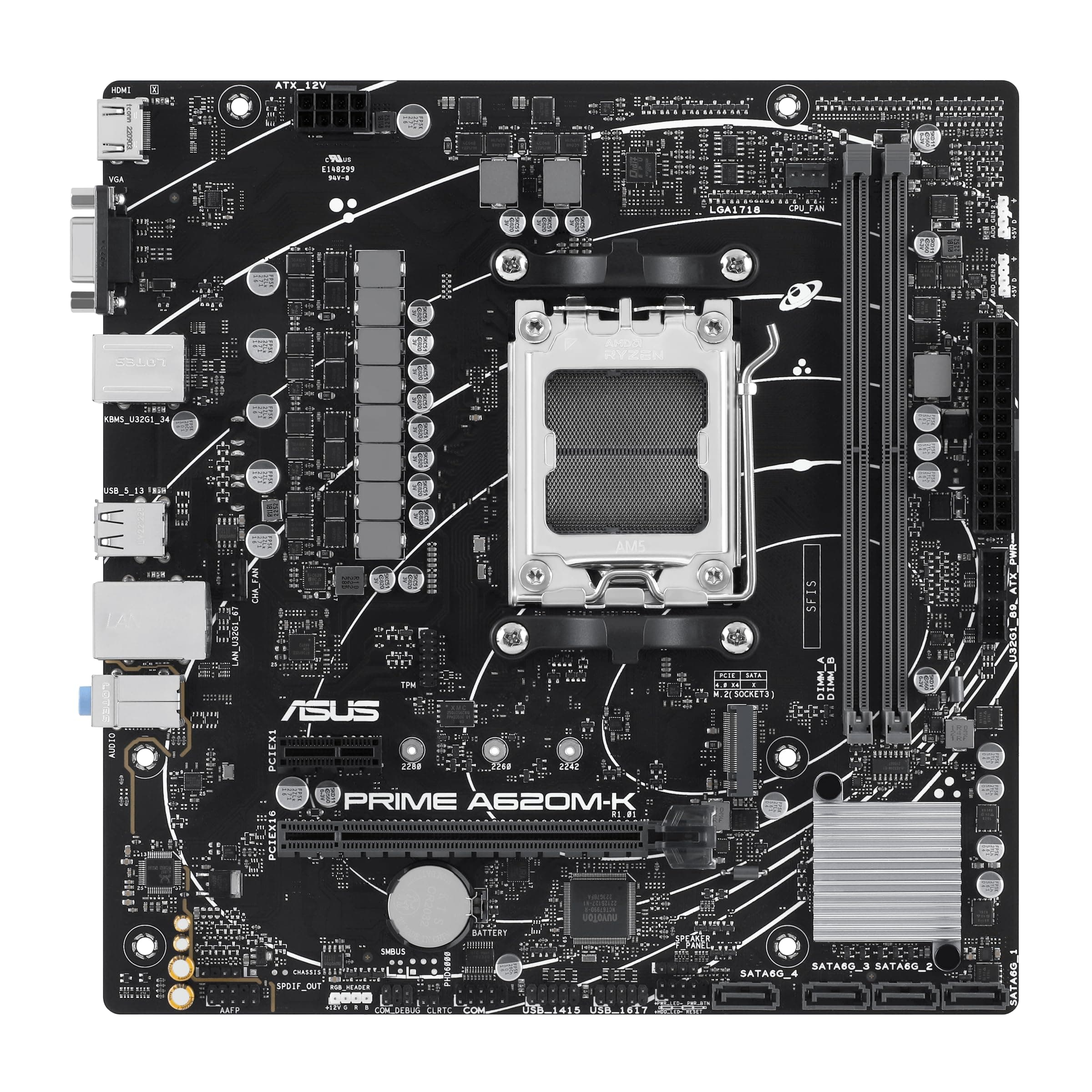 ASUS Prime A620M-K Mainboard Sockel AMD A620 (Ryzen 7000, Micro-ATX, DDR5 Speicher, PCIe 4.0, BIOS Flashback, USB 3.2 Gen 2, Aura Sync) Bild 3