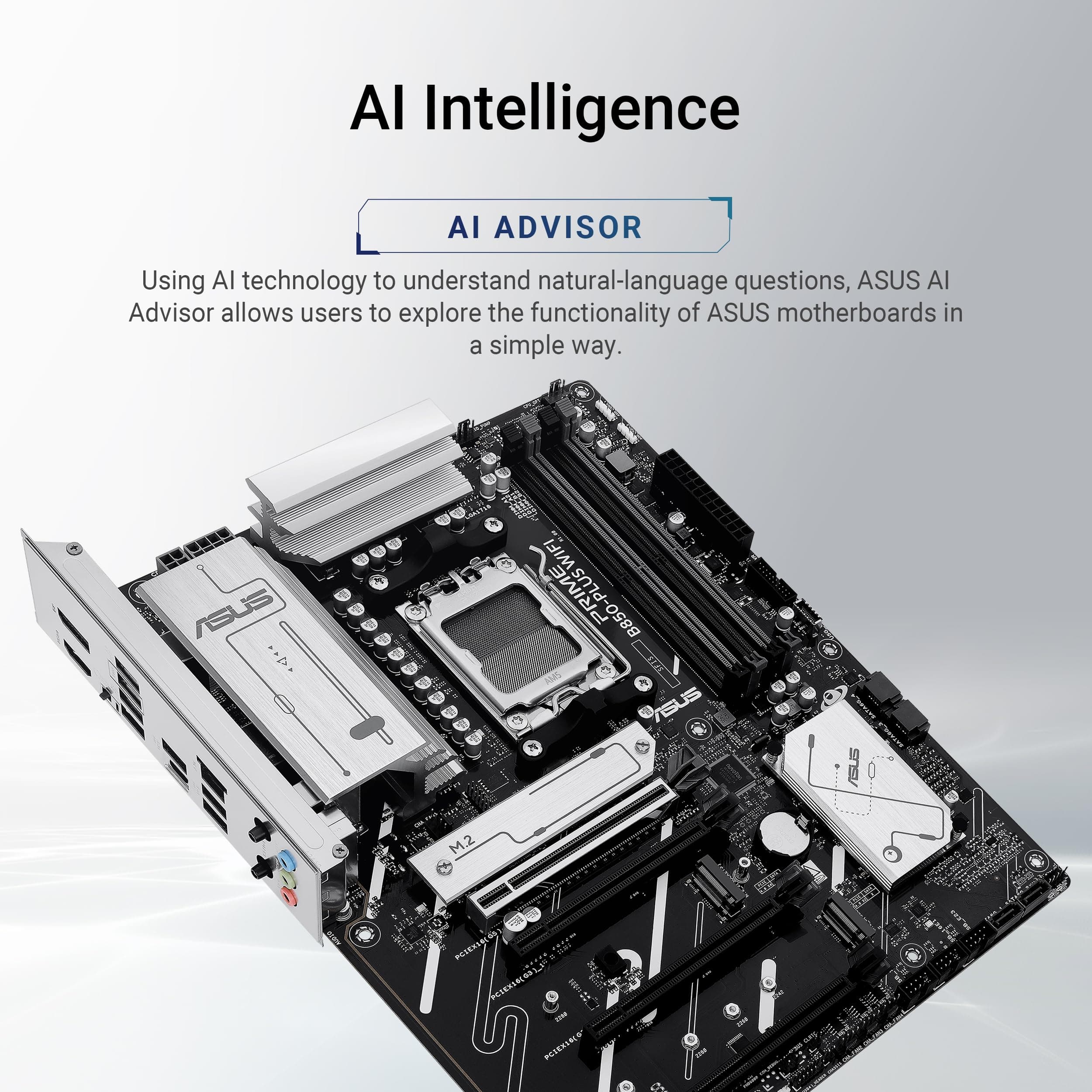 ASUS Prime B850-PLUS WiFi AMD AM5 AMD B850 ATX Motherboard, DDR5, PCIe 5.0 Ready, 3X M.2, Wi-Fi 6E, 2.5Gb LAN, DisplayPort, HDMI™, USB 10Gbps Type-A & Type-C®, BIOS Flashback™, Aura Sync, AI Advisor Bild 4