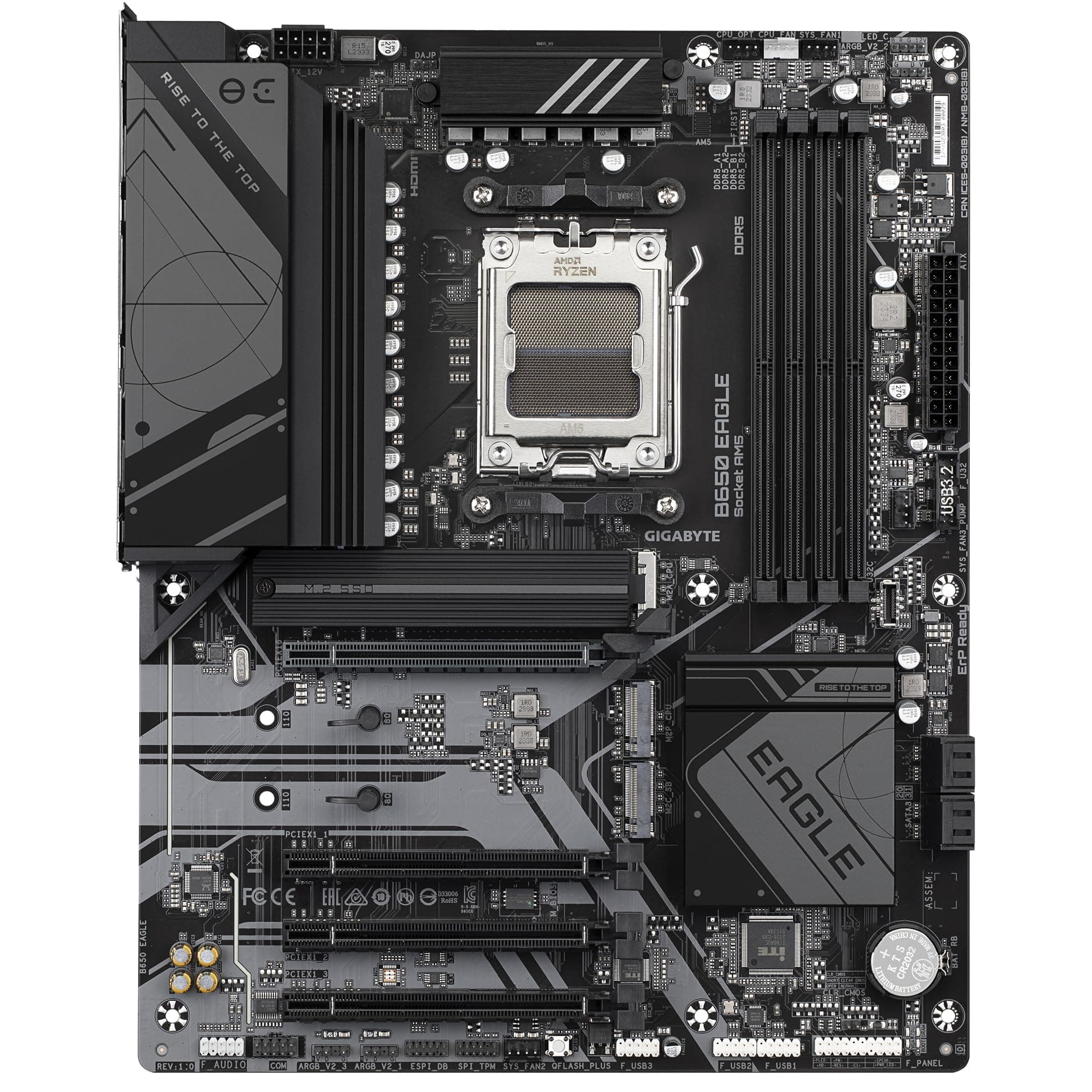 GIGABYTE B650 Eagle Mainboard - AMD Ryzen 9000er-Serie, 12+2+2 Phasen VRM, bis zu 7600 MHz DDR5 (OC), 1xPCIe 5.0 + 2xPCIe 4.0 M.2, GbE LAN, USB 3.2 Gen 2 Bild 3