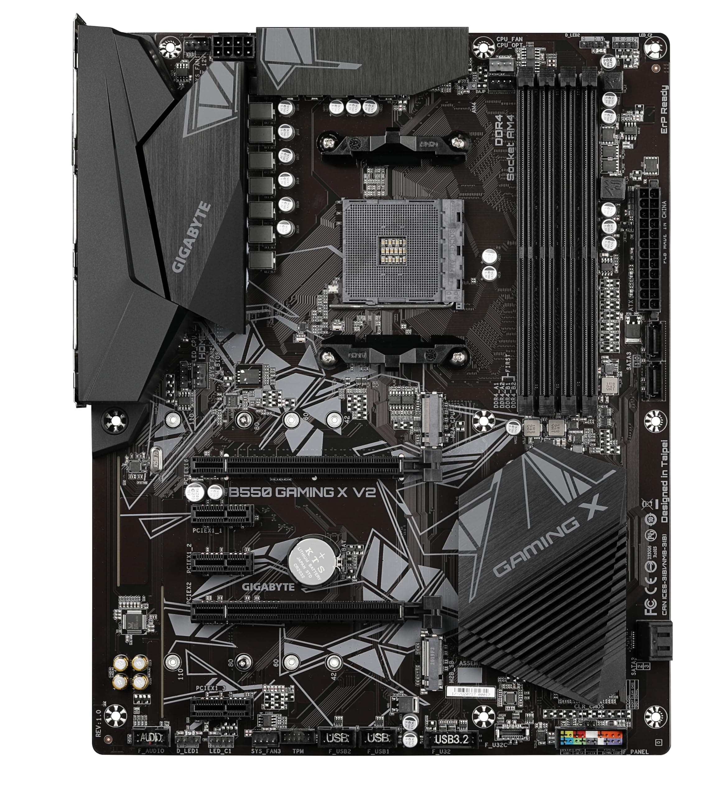 GIGABYTE B550 Gaming X V2 Mainboard – AMD Ryzen 5000 CPUs, ATX Mainboard, 10+3 Phasen VRM, bis zu 4733 MHz DDR4, PCIe 4.0 + PCIe 3.0 M.2, 1GbE LAN, USB 3.2 Gen 2 Bild 3