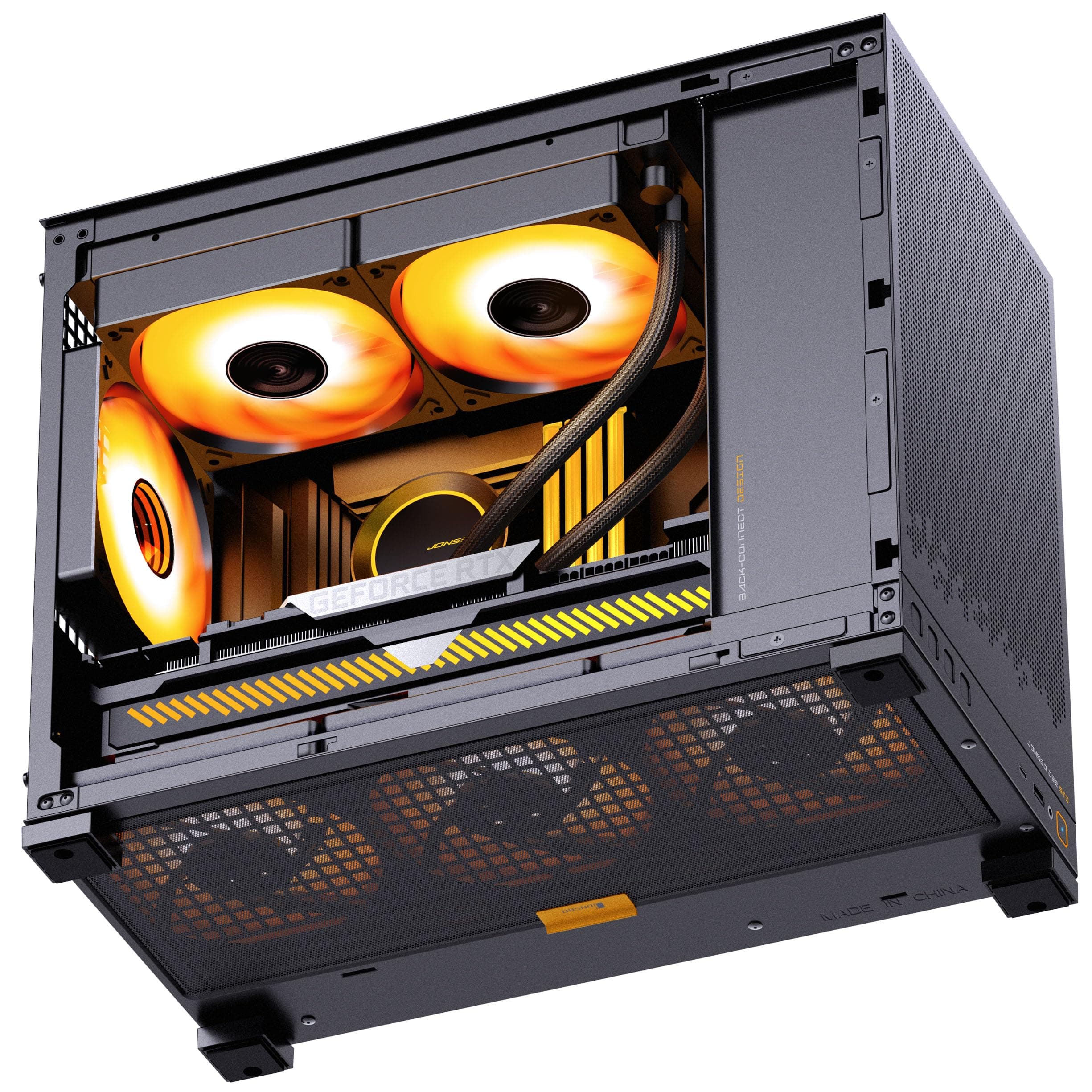 Jonsbo D32 STD Mesh PC-Gehäuse Schwarz | Mini Case für Micro-ATX, Back-Connect-kompatibel, starker Airflow, kompakt & stylish für Gaming Builds Bild 5