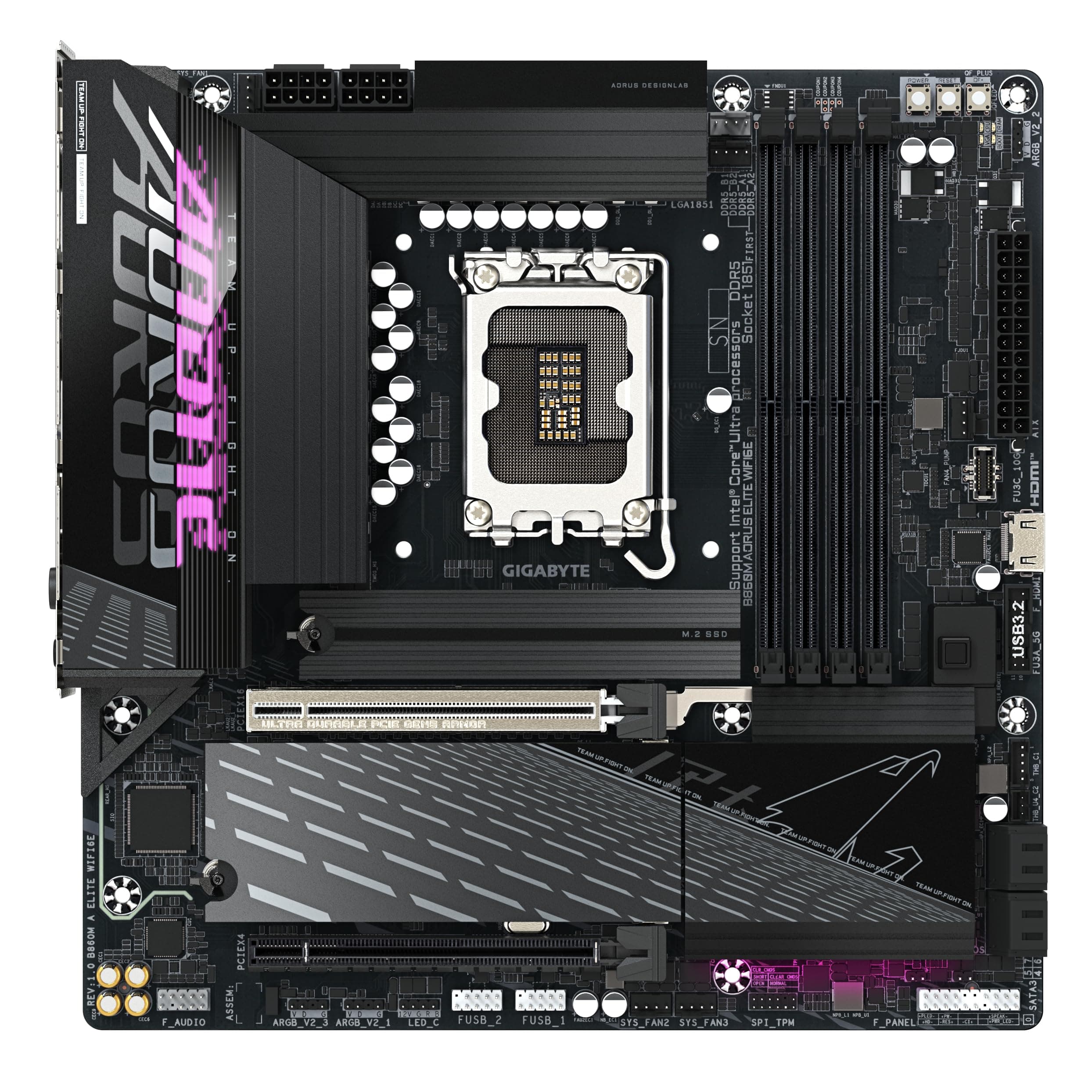 GIGABYTE B860M AORUS Elite WIFI6E Mainboard - Intel Core Ultra CPUs, 12+1+2+1 Phasen VRM, bis zu 9200MHz DDR5, 1xPCIe 5.0 + 2xPCIe 4.0 M.2, 2,5 GbE LAN, WiFi 6E, Thunderbolt Bild 3