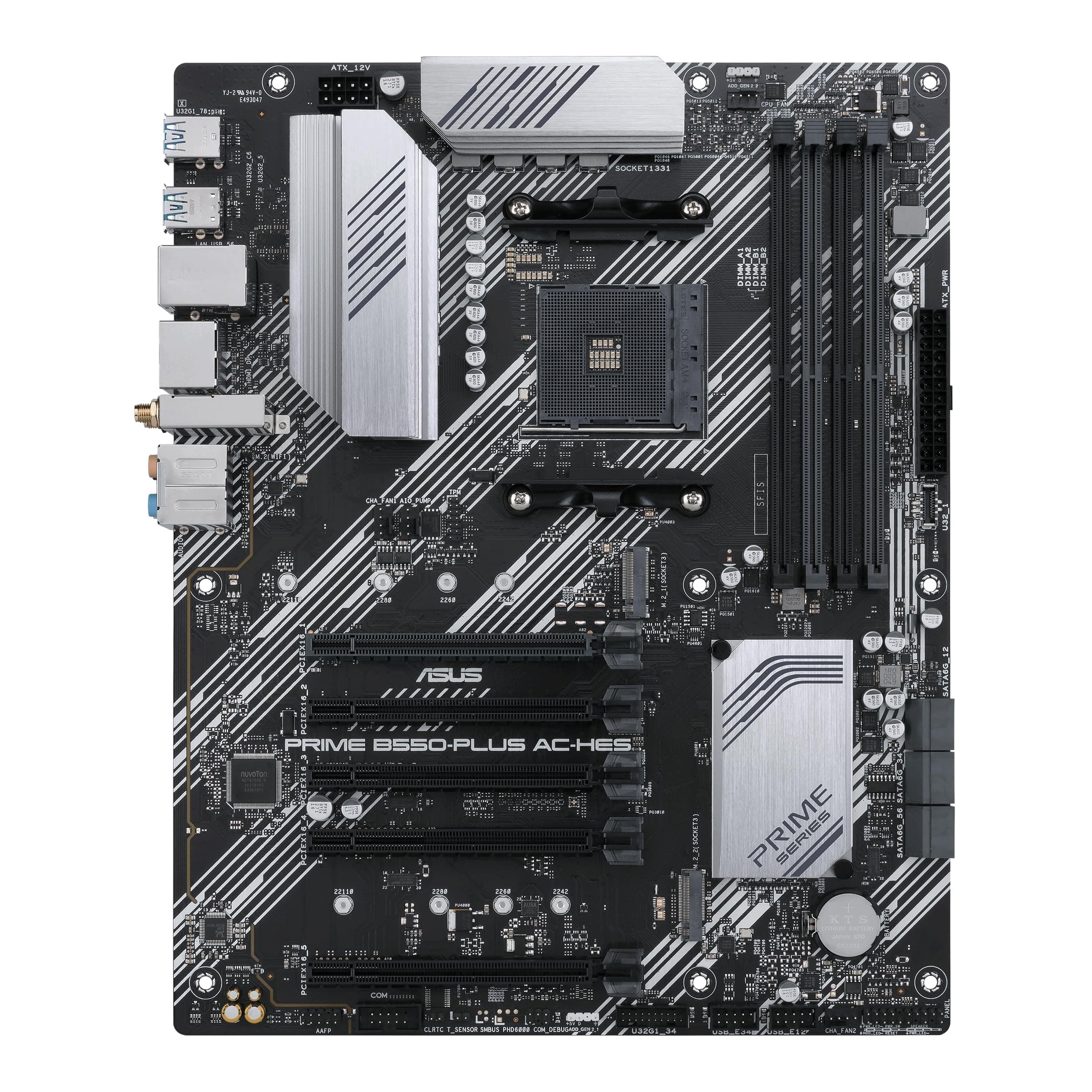 ASUS Prime B550-PLUS AC-HES: AMD AM4 Sockel, PCIe 4.0, Dual M.2, WLAN 5, 1 GB LAN, ATX Motherboard