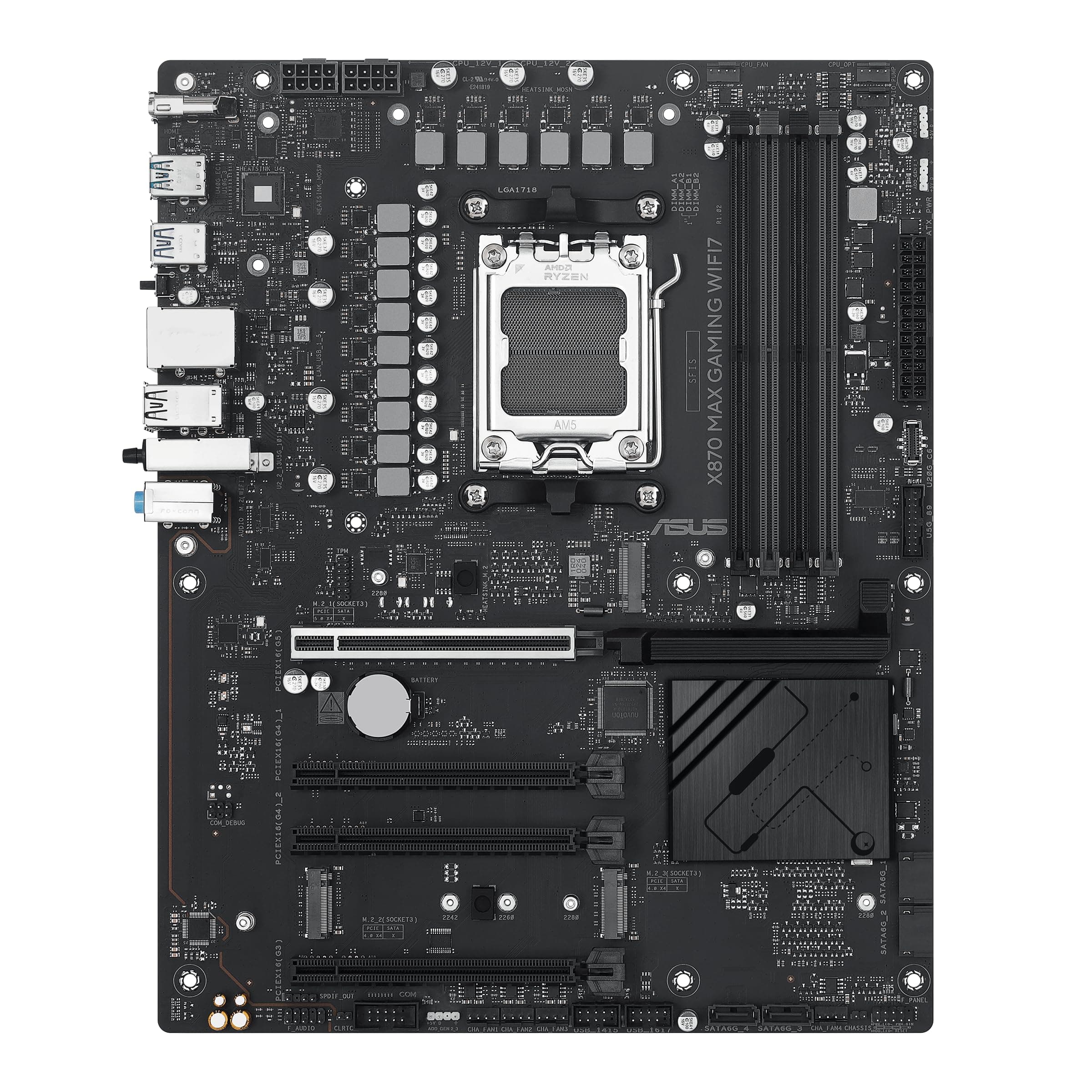 ASUS X870 MAX Gaming WIFI7 Mainboard Sockel AMD AM5 (Ryzen 9000, ATX, DDR5 Speicher, PCIe 5.0, WiFi 7, Aura Sync, PCIe Slot Q-Release, CEC Tier II) Bild 2