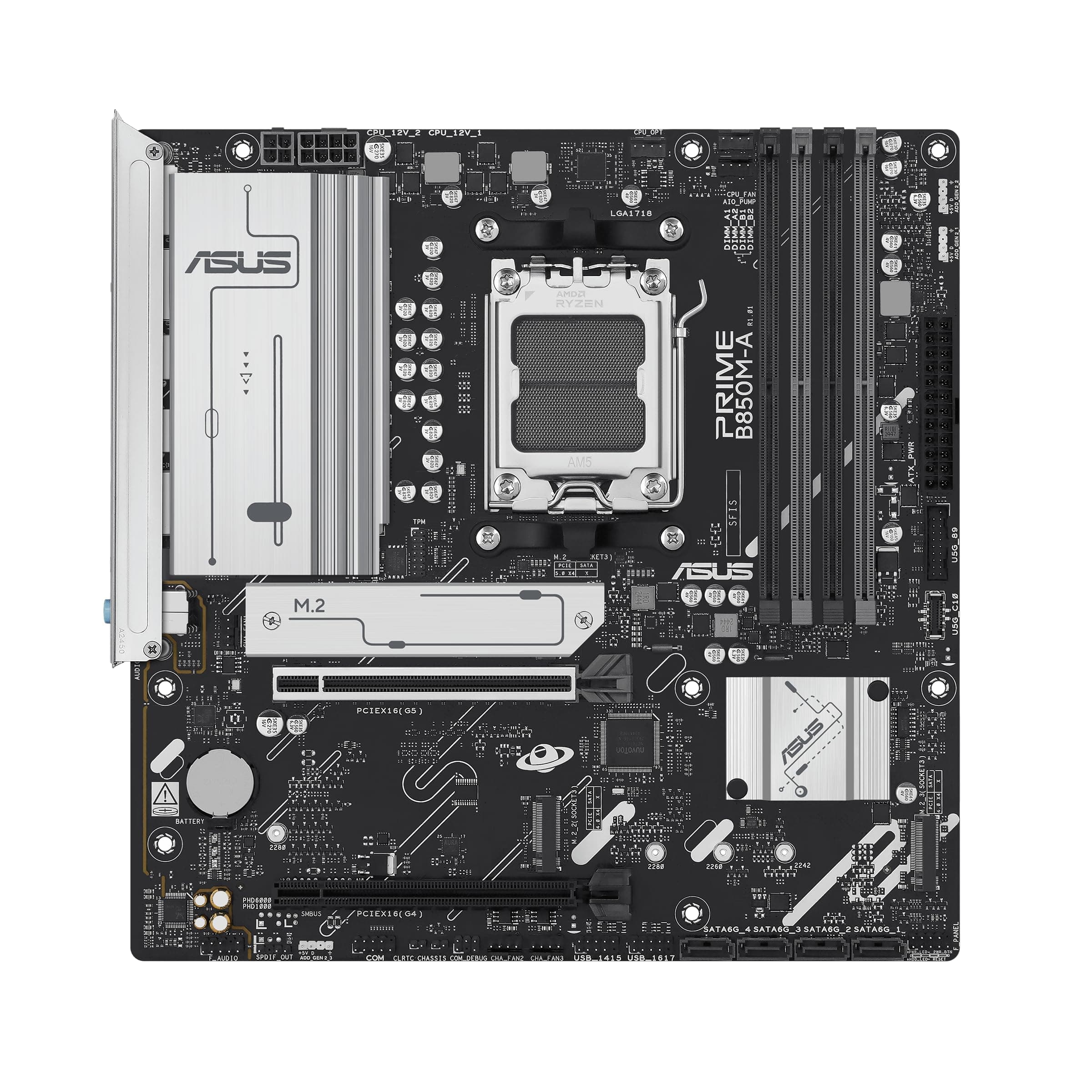ASUS Prime B850M-A-CSM Mainboard Sockel AMD AM5 (microATX, DDR5, PCIe 5.0, 3X M.2 Slots, Realtek 2.5Gb Ethernet, DisplayPort, HDMI, BIOS Flashback, Aura Sync, Control Center Express) B850 Micro-ATX M-A-CSM Bild 3