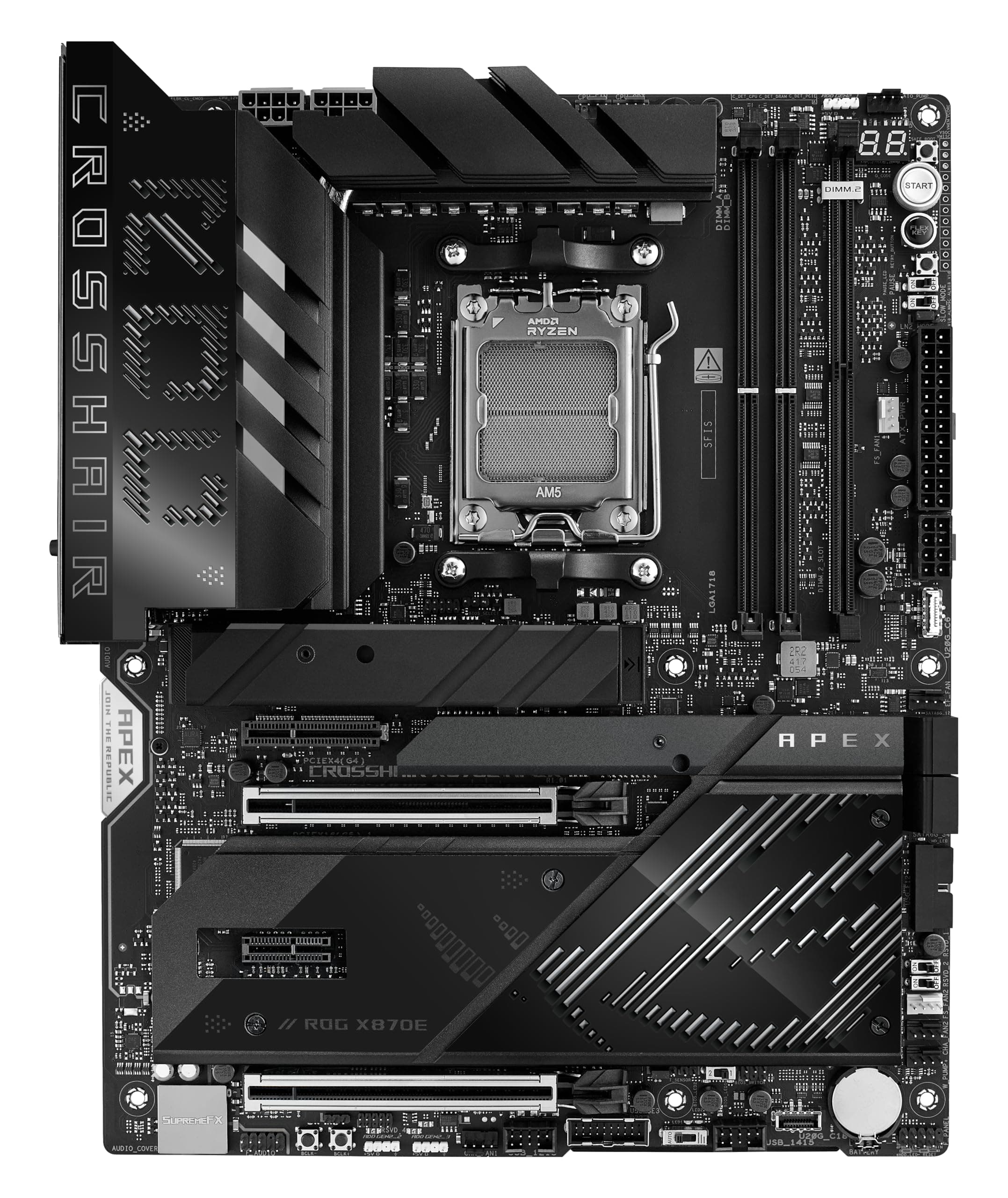 ASUS ROG Crosshair X870E APEX AMD X870E AM5 ATX Motherboard, Advanced AI PC-Ready, 18+2+2 Stufen, DDR5, ROG Memory Fan, ROG DIMM.2 Card, Wi-Fi 7, 5G LAN, 3X M.2, PCIe® 5.0, USB4®, USB Type-C®, AI OC Bild 5