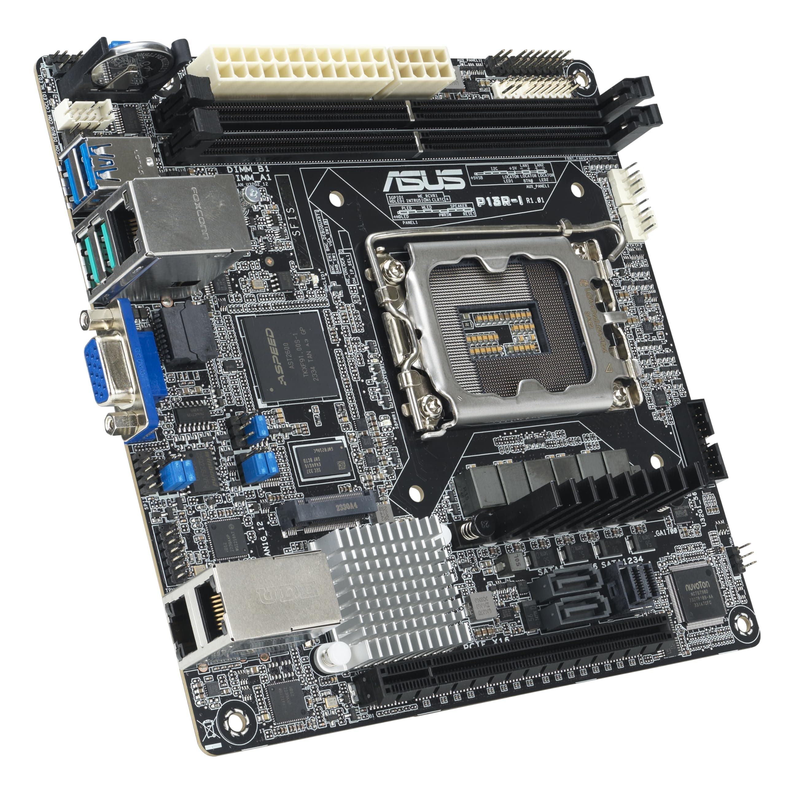 ASUS P13R-I Server Mainboard Sockel Intel LGA 1700 (mini-ITX, 2X DDR5 ECC UDIMM, 1x M.2, Dual-LAN, 6X SATA, 1x PCIe 5.0, 2X USB 10Gbit/s) Bild 2
