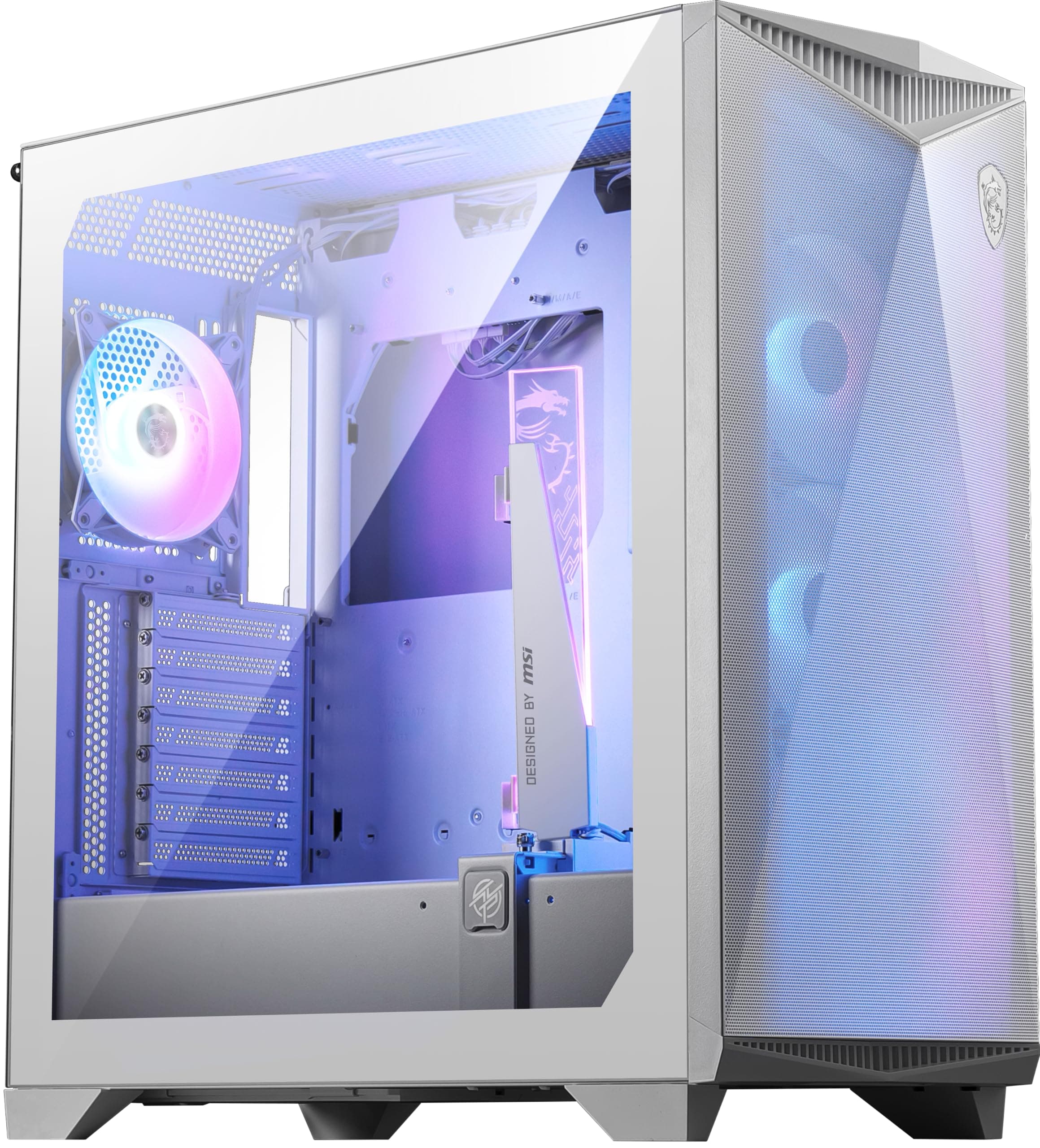 MSI MPG GUNGNIR 300R Airflow White Mid-Tower PC-Gehäuse - E-ATX Kapazität, Grafikkartenständer, schaltbare Halterung, ARGB-PWM-Lüfter, Staubfilter, Kabelführung, USB 3.2 Gen 2x2 Typ-C Bild 2