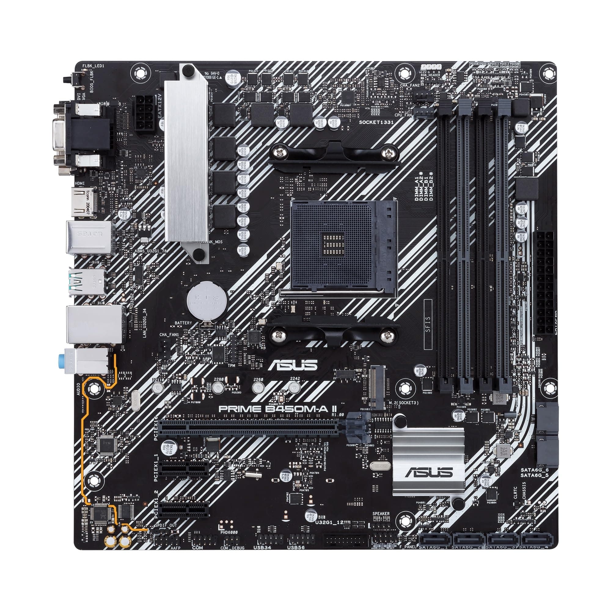 Asus Prime B450M-A II Mainboard Sockel AM4 (mATX, AMD Ryzen, DDR4-Speicher, M.2, SATA 6Gbit/s, USB 3.1 Gen 2 Typ-A. Aura Sync) microATX B450 Bild 3