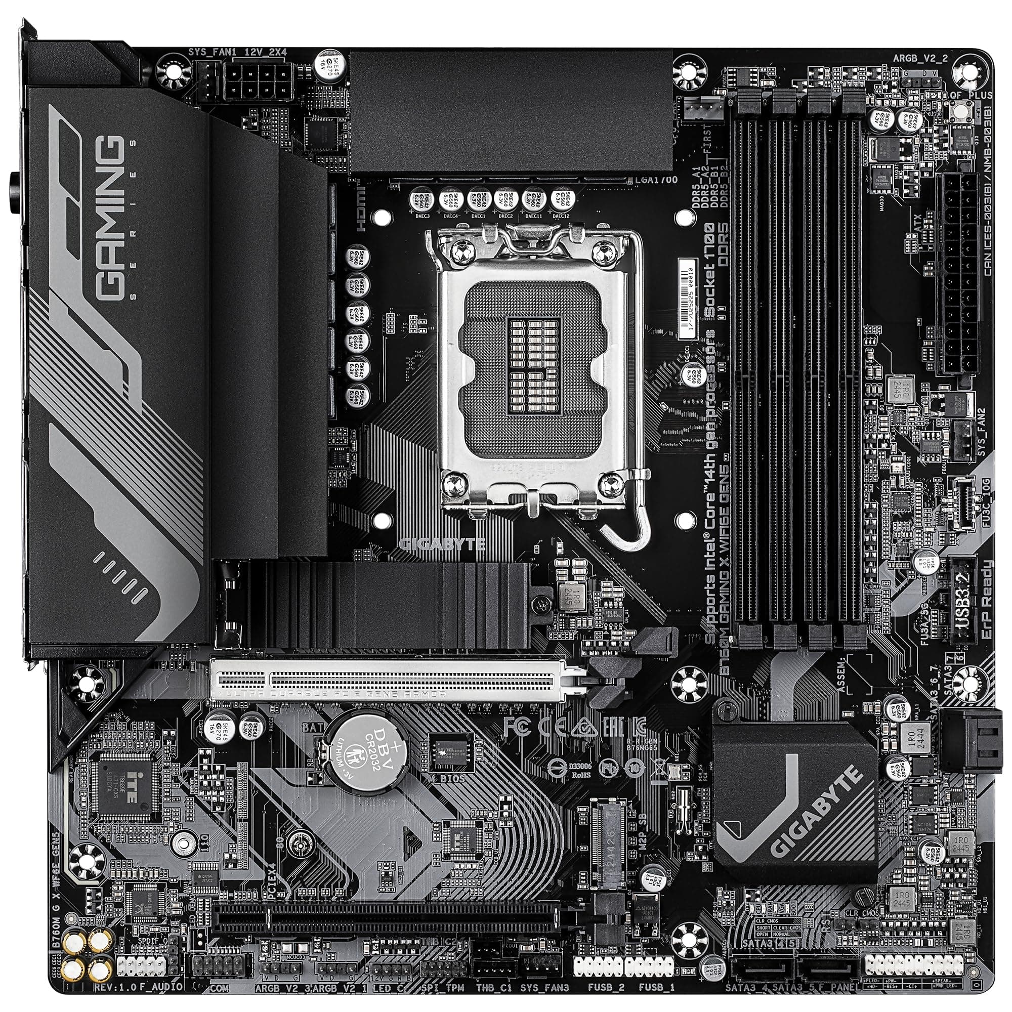 GIGABYTE B760M Gaming X WIFI6E GEN5 Mainboard – Unterstützt Intel Core Prozessoren der 14. Generation, 8+1+1 Phasen VRM, bis zu 5600 MHz DDR5, 2 x PCIe 4.0 M.2, Wi-Fi 6E, 2.5 GbE LAN, USB 3.2 Gen 1 Bild 3