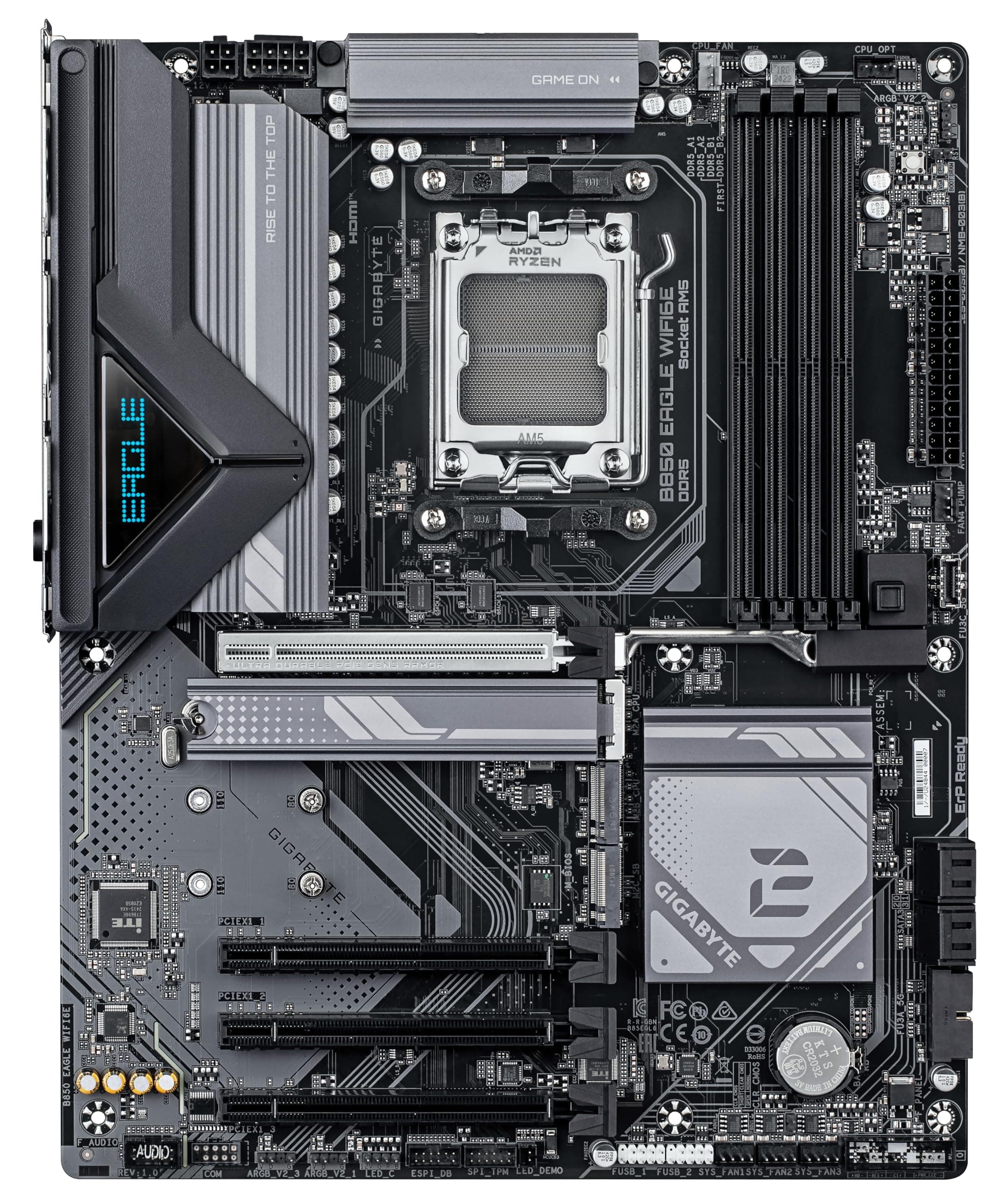 GIGABYTE B850 Eagle WIFI6E Motherboard - AMD Ryzen 9000 Serie CPUs, 8+2+2 Phasen digitales VRM, bis zu 8200MHz DDR5 (OC), 1xPCIe 5.0 + 2xPCIe 4.0 M.2, GbE LAN, WiFi 6E, USB 3.2 Gen 2 Bild 3