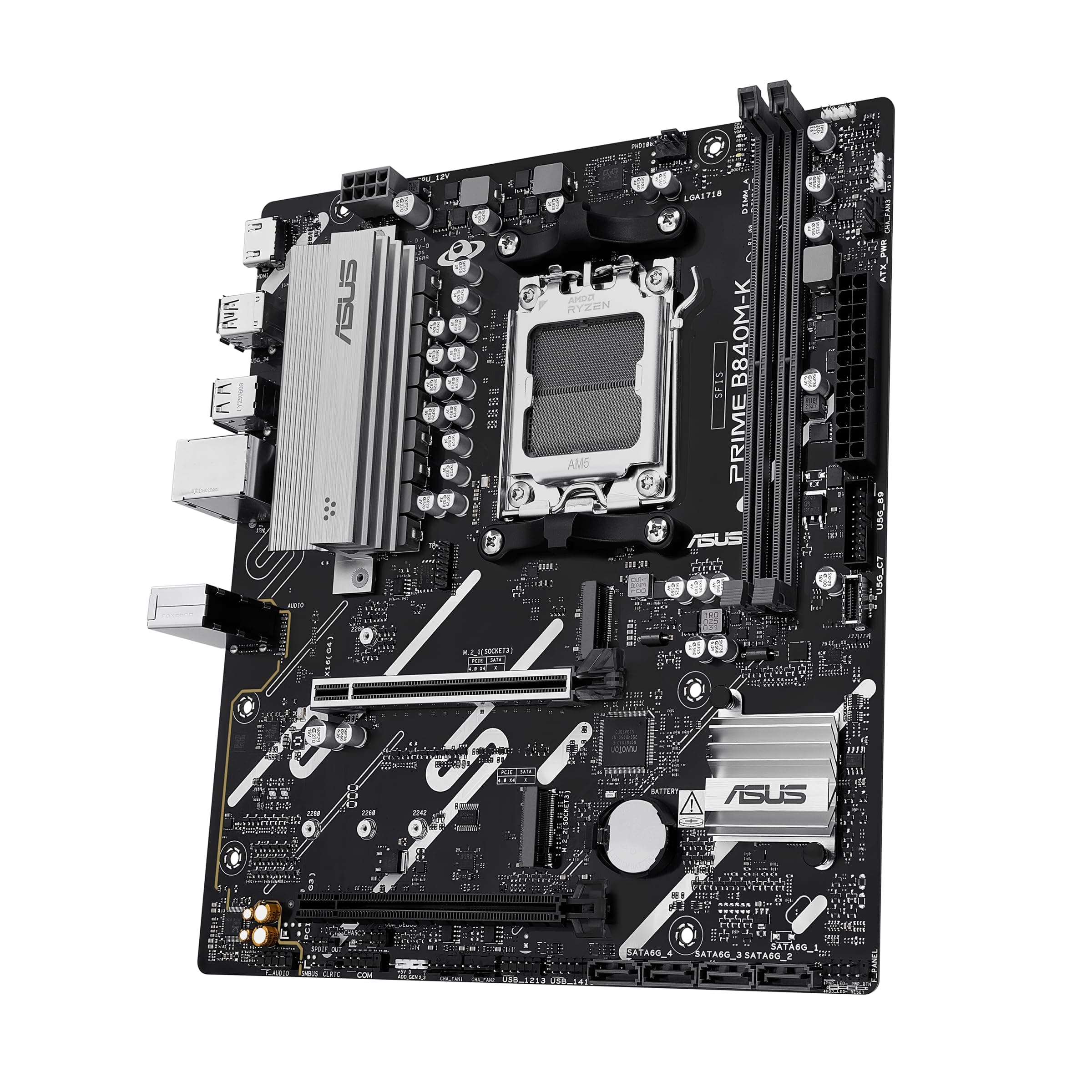 ASUS Prime B840M-K AMD B840 Micro-ATX Mainboard (DDR5, Zwei M.2 Steckplätze, Realtek® 2.5Gb Ethernet, HDMI™, Front USB 5Gbps Type-C®, Aura Sync) Bild 5