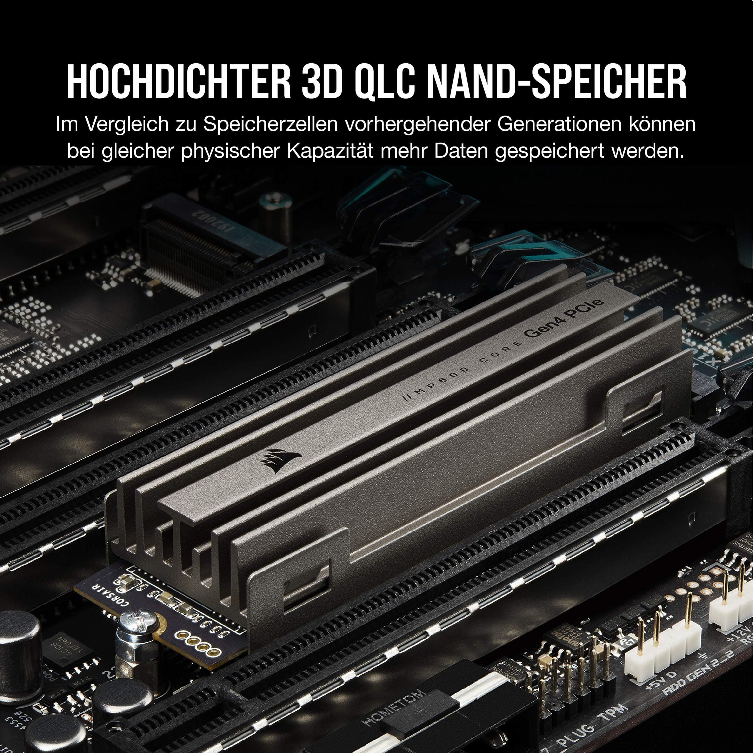 Corsair MP600 CORE 2TB M.2 NVMe PCIe x4 Gen4 SSD (Lesegeschwindigkeitenvon bis zu 4.950 MB/s sowie sequenziellen Schreibgeschwindigkeiten bis 3.700 MB/s, Hochgeschwindigkeitsschnittstelle) Aluminium Bild 8