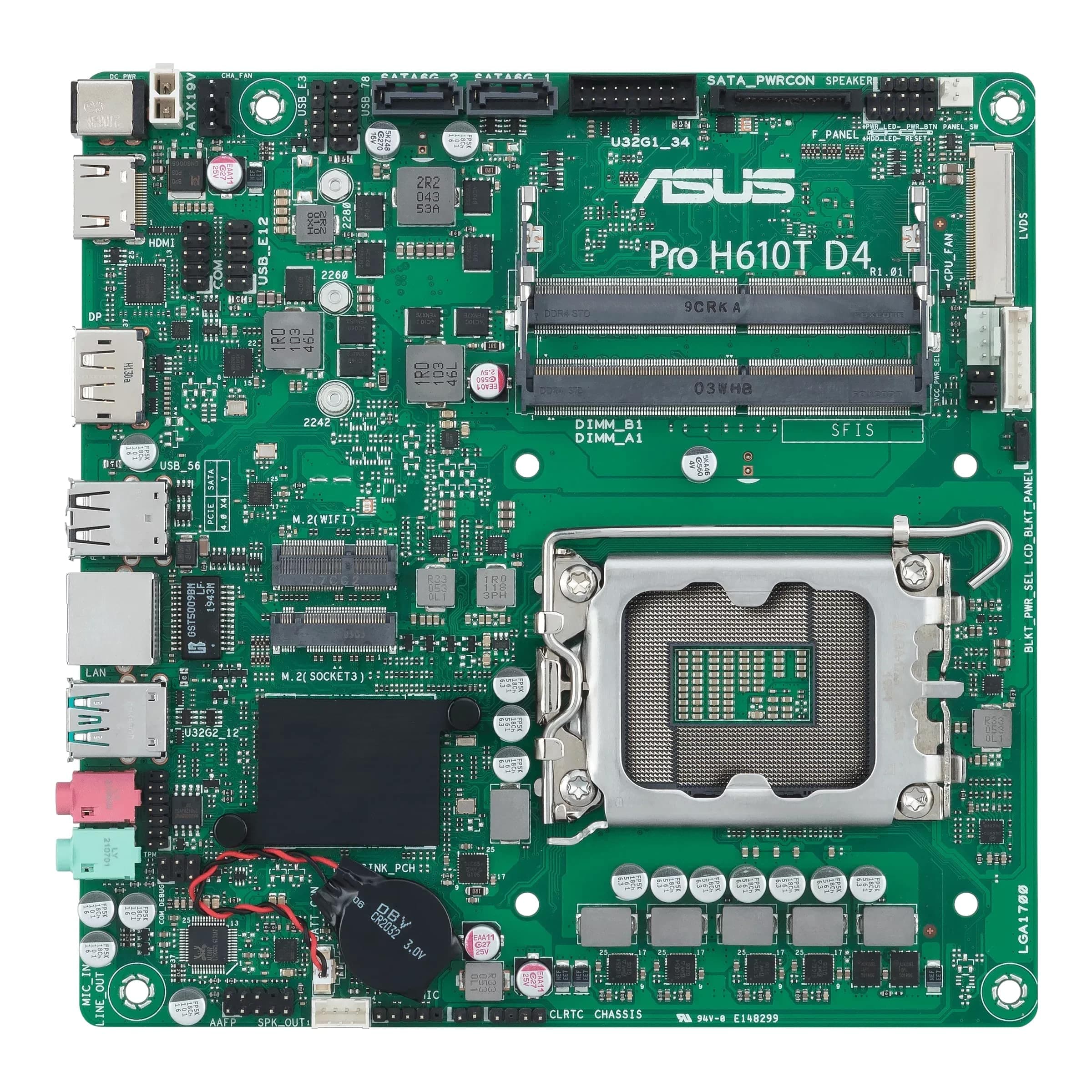 ASUS Pro H610T D4-CSM Business-Mainboard Sockel Intel LGA 1700 (Thin Mini-ITX, PCIe 4.0, DDR4, HDMI, DisplayPort, USB-A USB 3.2 Gen2) Bild 3