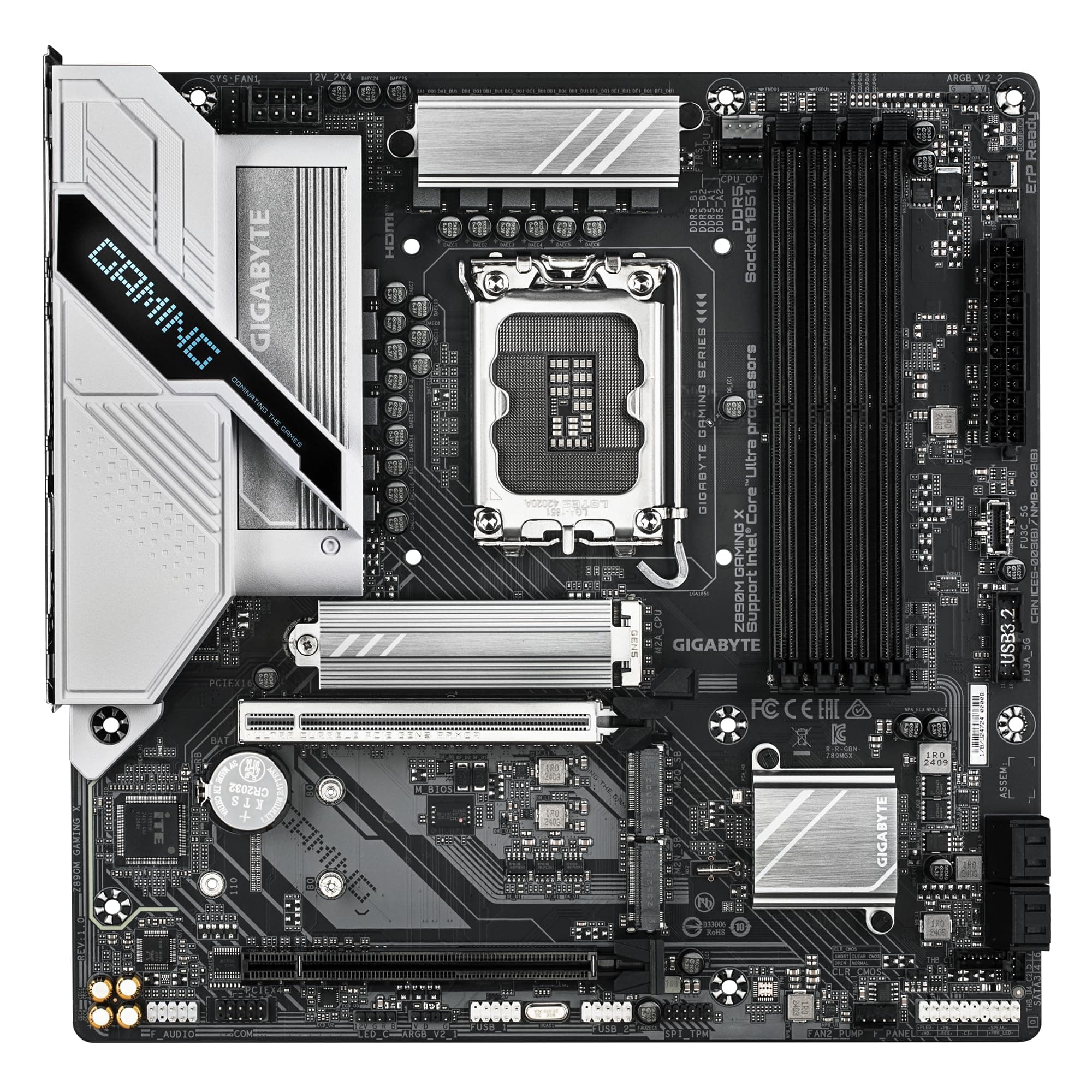 GIGABYTE Z890M Gaming X Motherboard - Unterstützt Intel Core Ultra (Serie 2) CPUs, 8+1+2 Phasen VRM, bis zu 8800MHz DDR5 (OC), 1xPCIe 5.0 + 2xPCIe 4.0, 2.5GbE LAN, USB 3.2 Gen 1 Bild 3